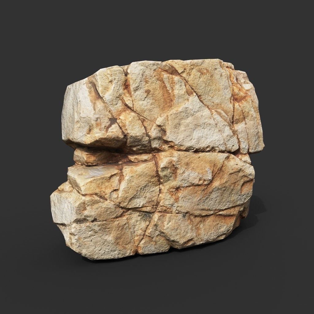 Yellow Horizontal Rock Modular 221123 - Ultra HD 16K Texture Low-poly 3D model_1