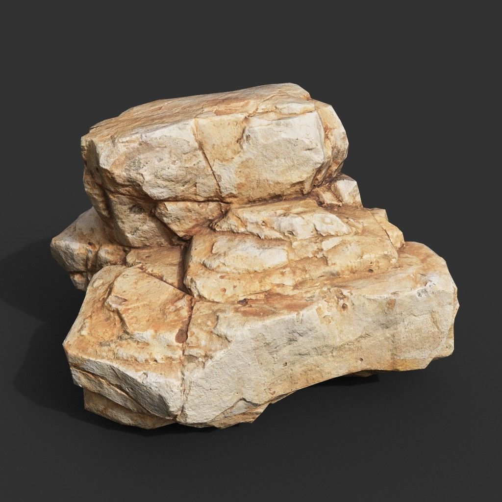Yellow Horizontal Rock Modular 221123 - Ultra HD 16K Texture Low-poly 3D model_3