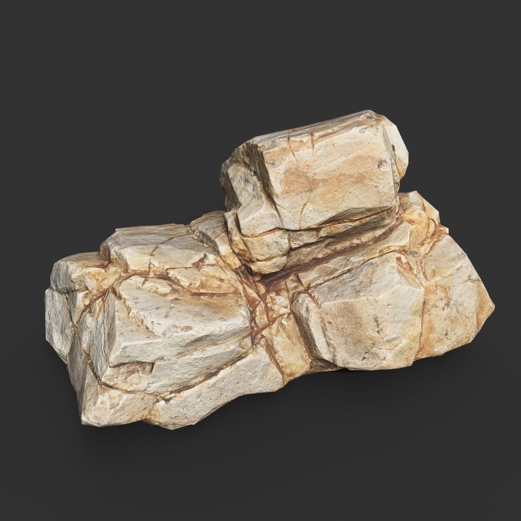 Yellow Horizontal Rock Modular 221123 - Ultra HD 16K Texture Low-poly 3D model_15