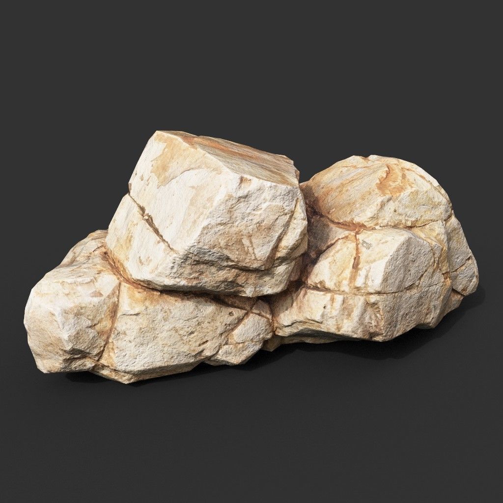 Yellow Horizontal Rock Modular 221123 - Ultra HD 16K Texture Low-poly 3D model_5