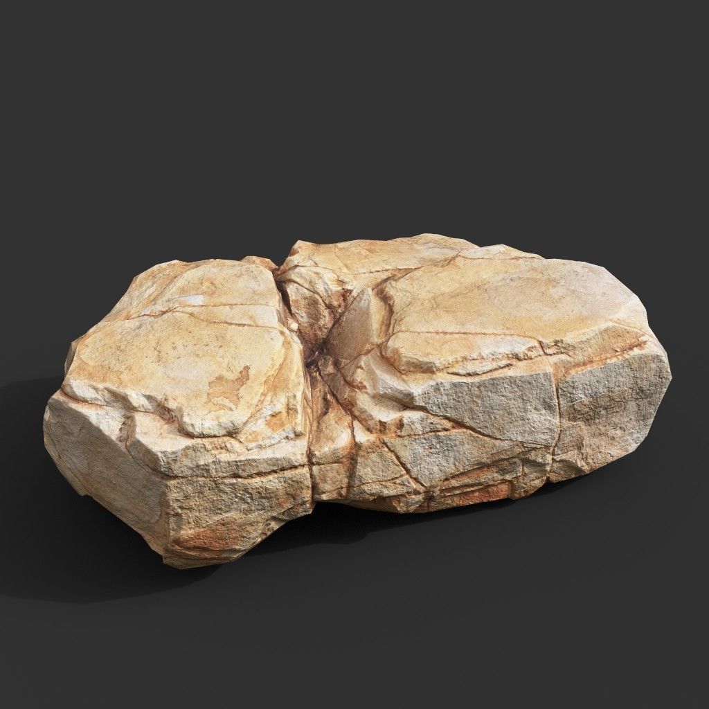 Yellow Horizontal Rock Modular 221123 - Ultra HD 16K Texture Low-poly 3D model_7