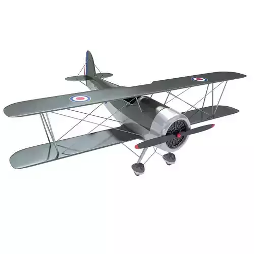 British Royal Navy Biplane 3D model
