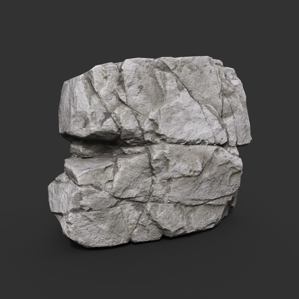 Gray Horizontal Rock Modular 221123 - Ultra HD 16K Texture Low-poly 3D model_1