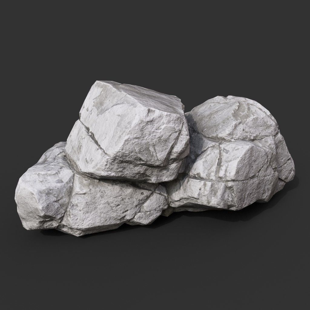 Gray Horizontal Rock Modular 221123 - Ultra HD 16K Texture Low-poly 3D model_5