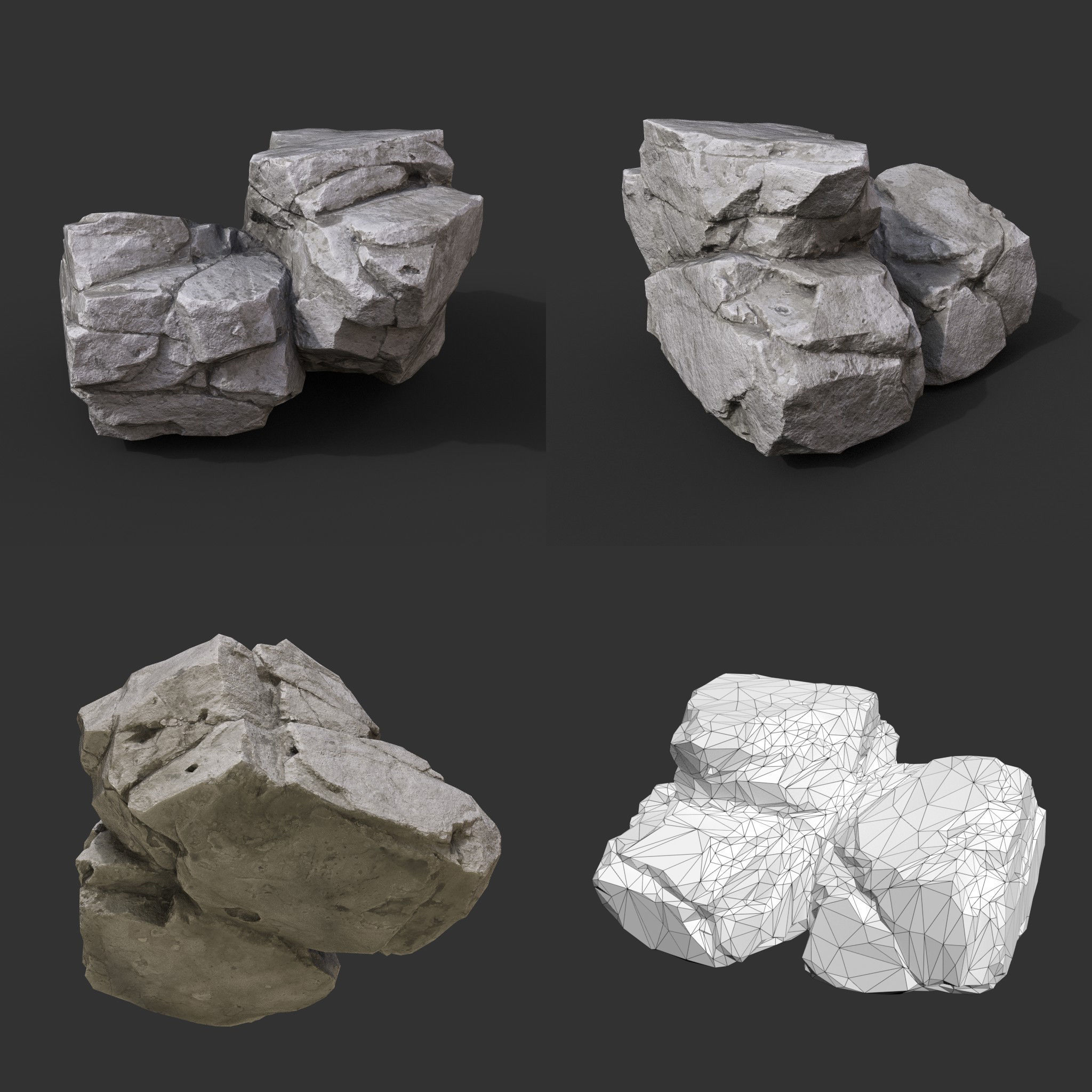 Gray Horizontal Rock Modular 221123 - Ultra HD 16K Texture Low-poly 3D model_14