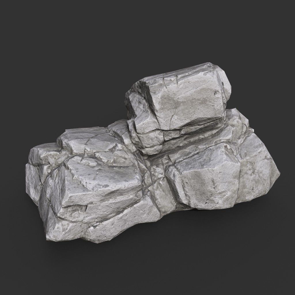 Gray Horizontal Rock Modular 221123 - Ultra HD 16K Texture Low-poly 3D model_15