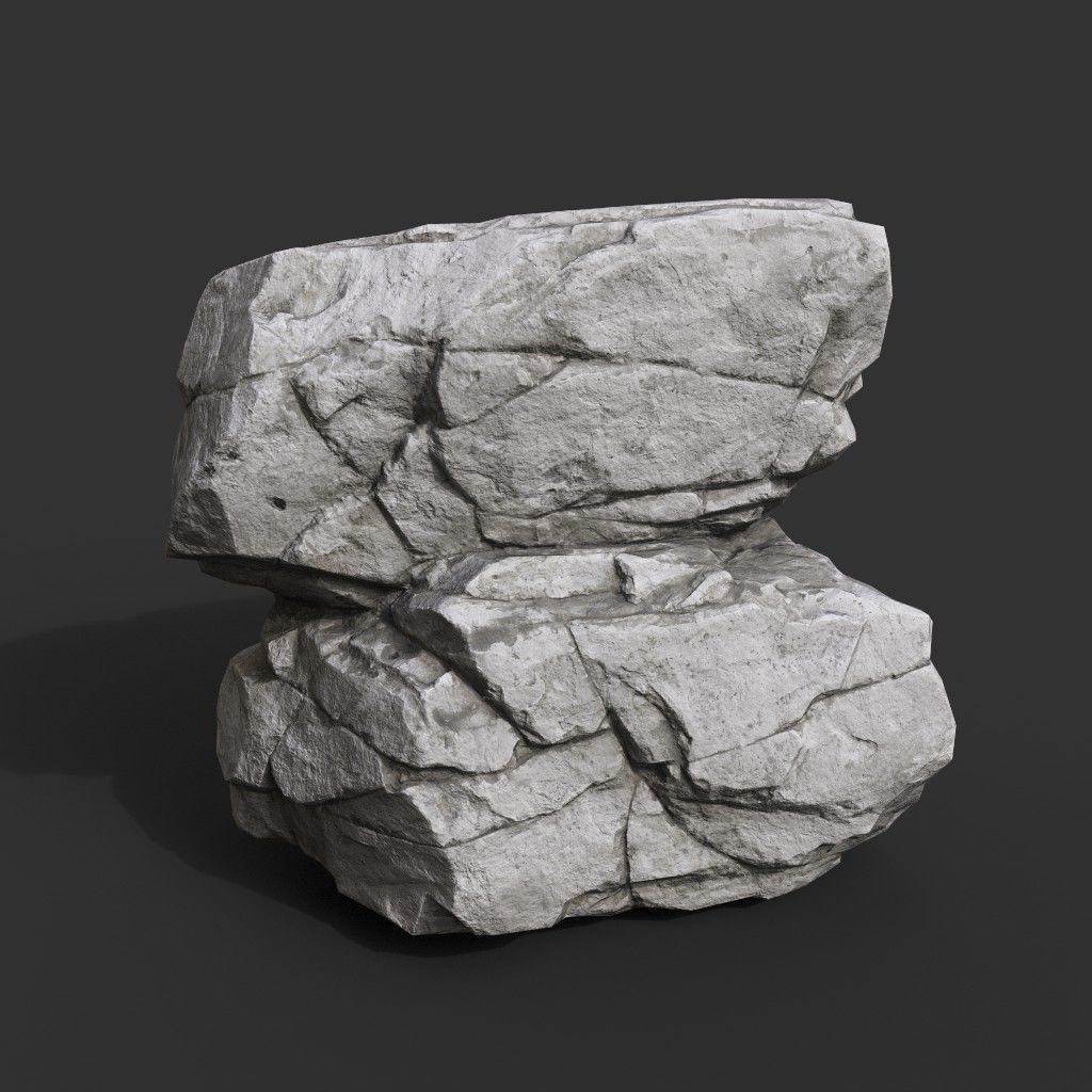 Gray Horizontal Rock Modular 221123 - Ultra HD 16K Texture Low-poly 3D model_9