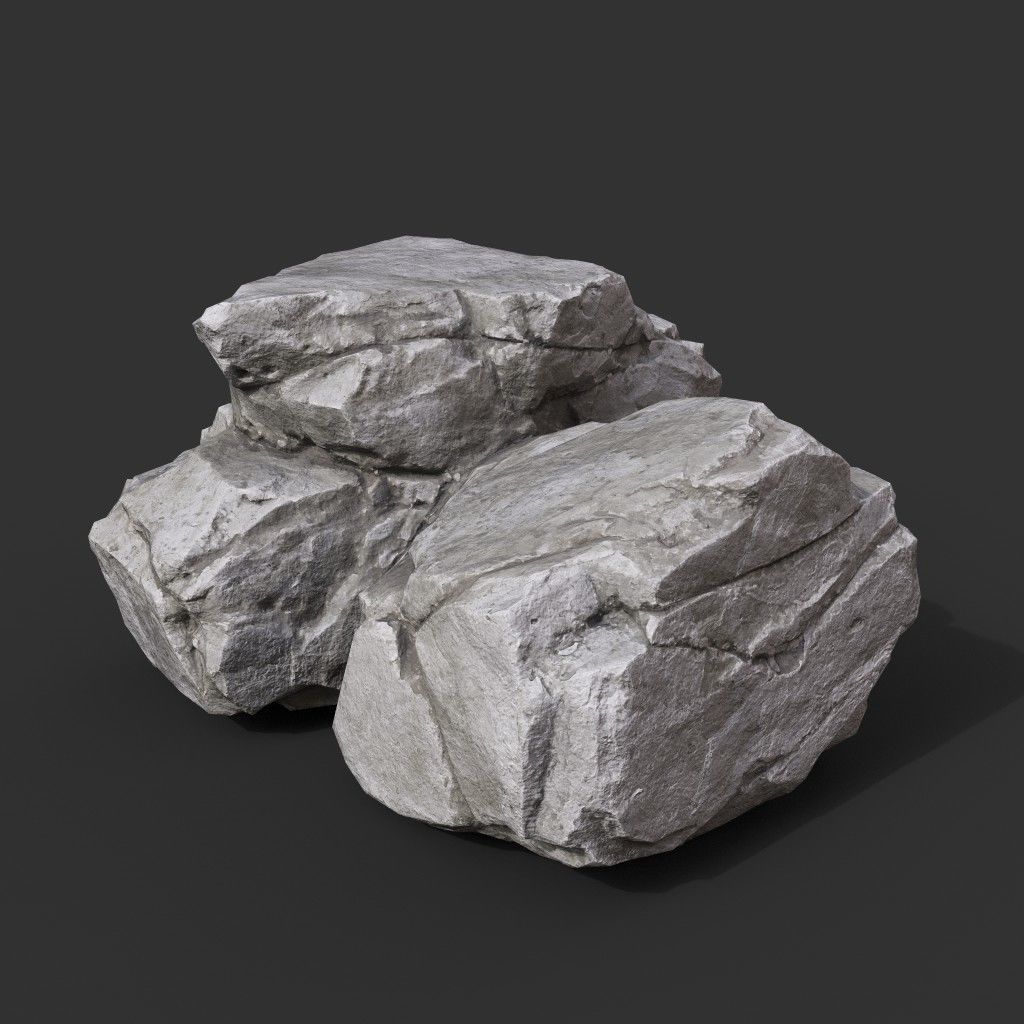 Gray Horizontal Rock Modular 221123 - Ultra HD 16K Texture Low-poly 3D model_13
