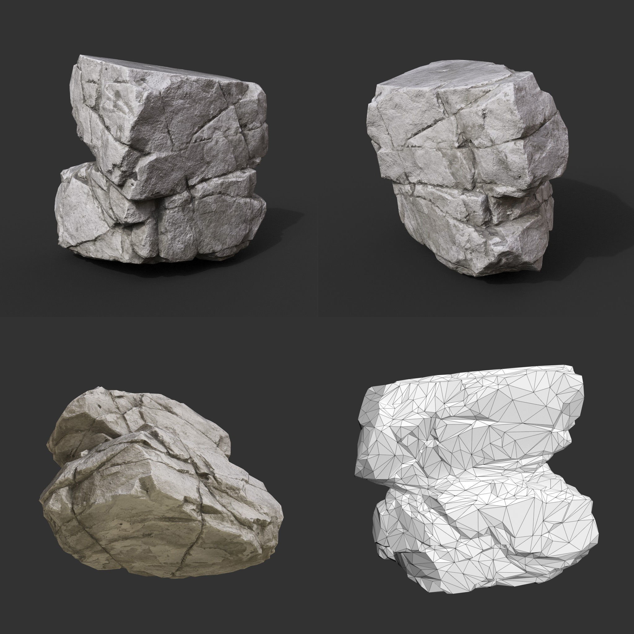 Gray Horizontal Rock Modular 221123 - Ultra HD 16K Texture Low-poly 3D model_10