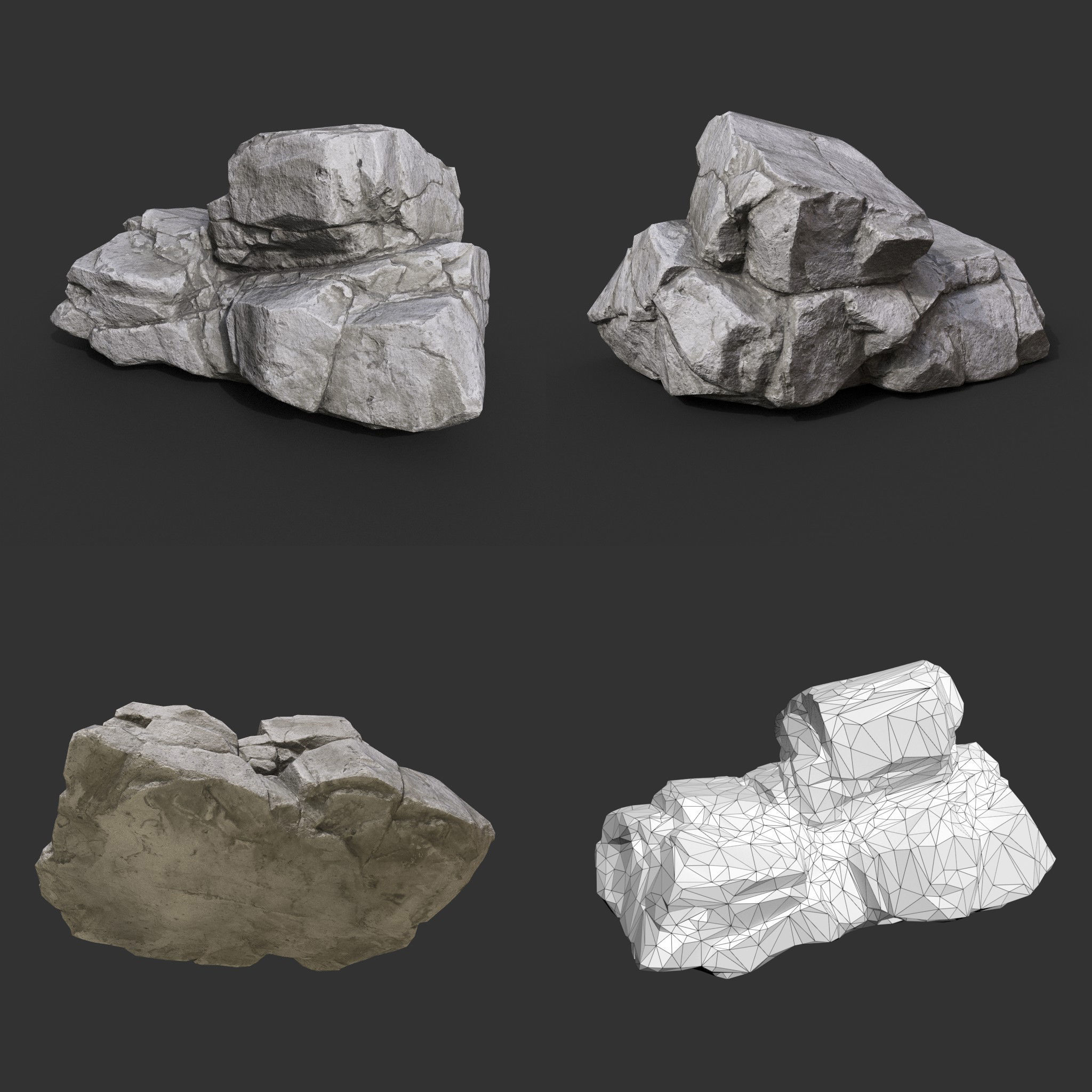 Gray Horizontal Rock Modular 221123 - Ultra HD 16K Texture Low-poly 3D model_16