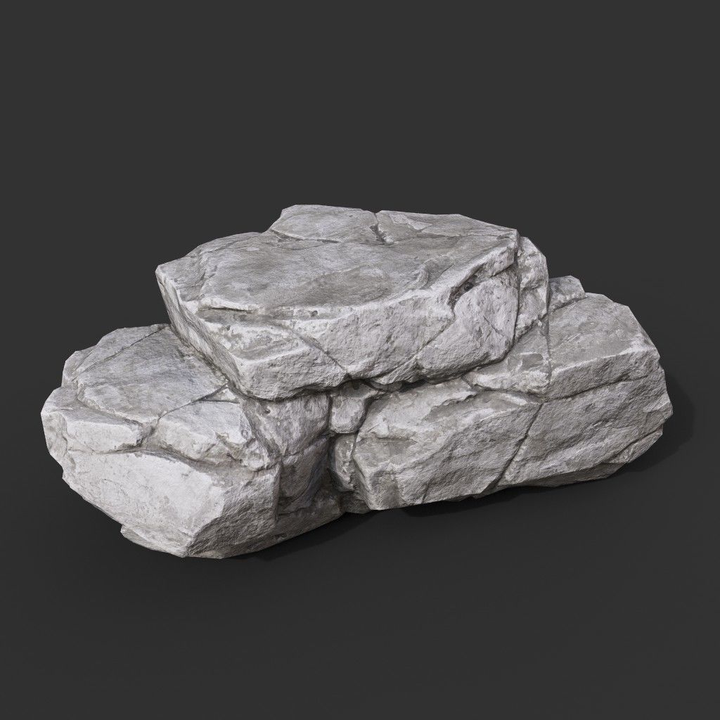 Gray Horizontal Rock Modular 221123 - Ultra HD 16K Texture Low-poly 3D model_11
