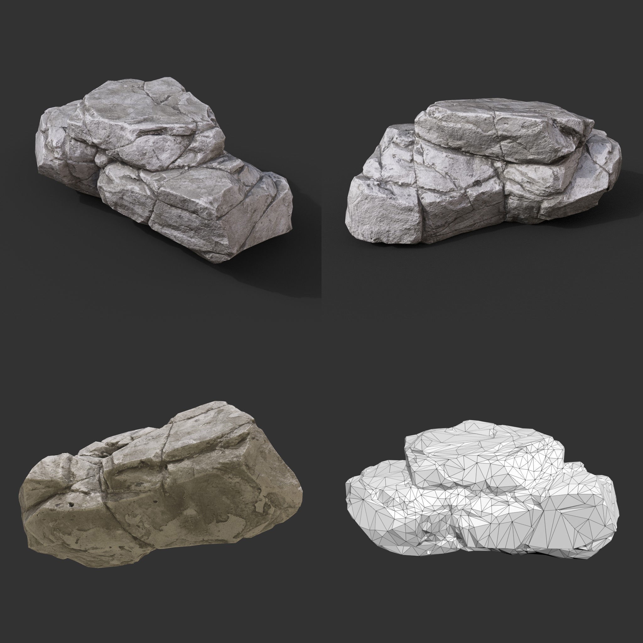 Gray Horizontal Rock Modular 221123 - Ultra HD 16K Texture Low-poly 3D model_12