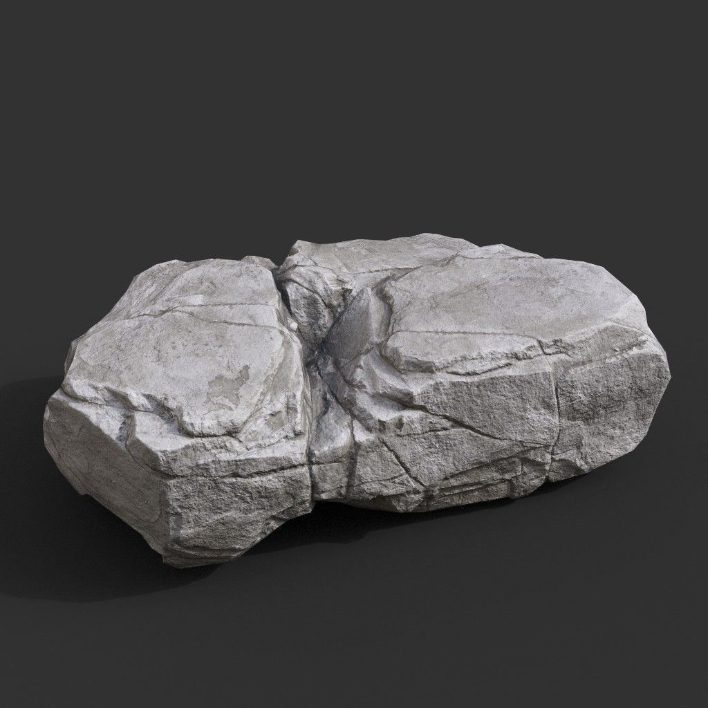 Gray Horizontal Rock Modular 221123 - Ultra HD 16K Texture Low-poly 3D model_7