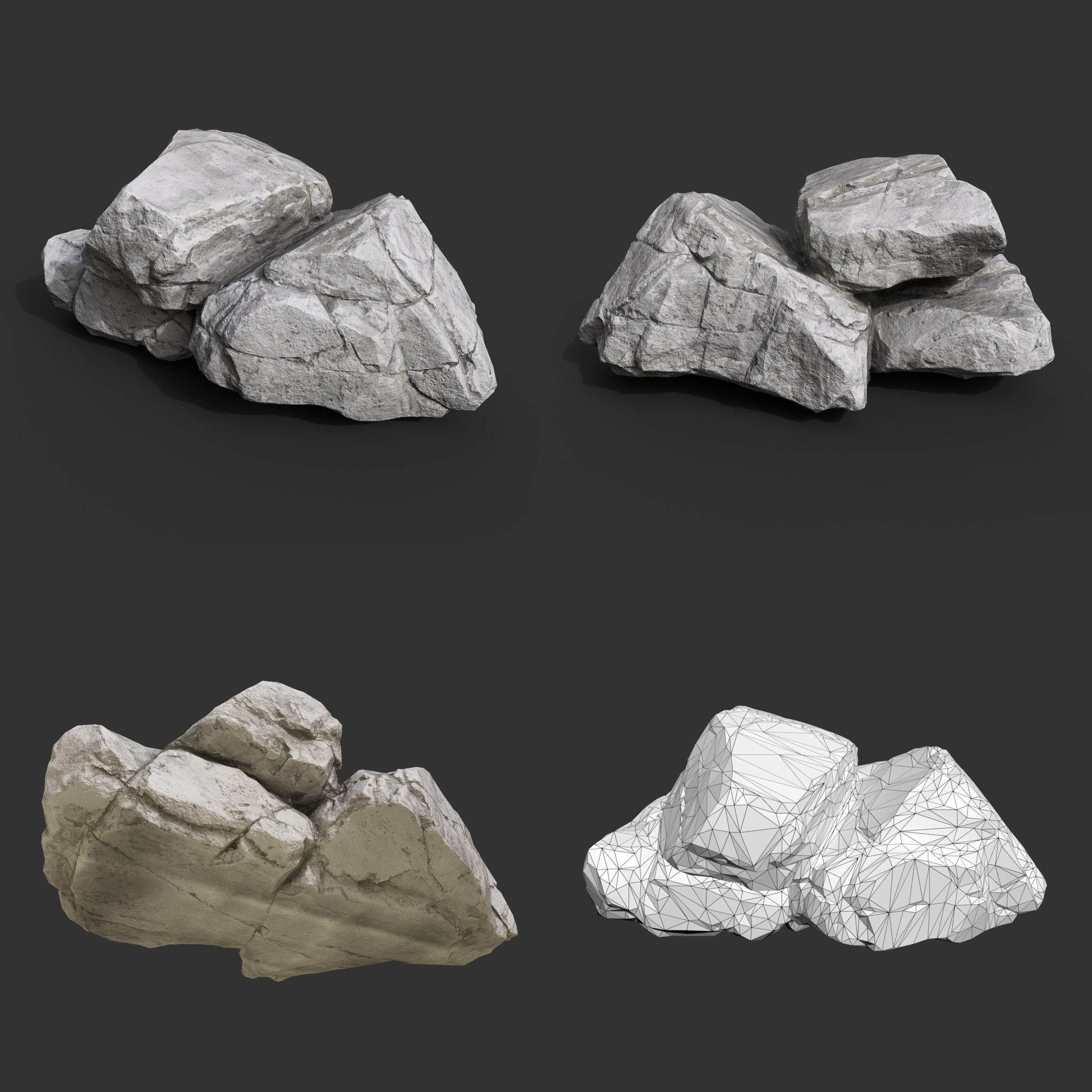 Gray Horizontal Rock Modular 221123 - Ultra HD 16K Texture Low-poly 3D model_6