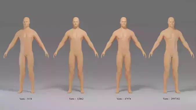 Male Character Base Mesh Collection Low-poly 3D model Male Character Base Mesh Collection Low-poly 3D model