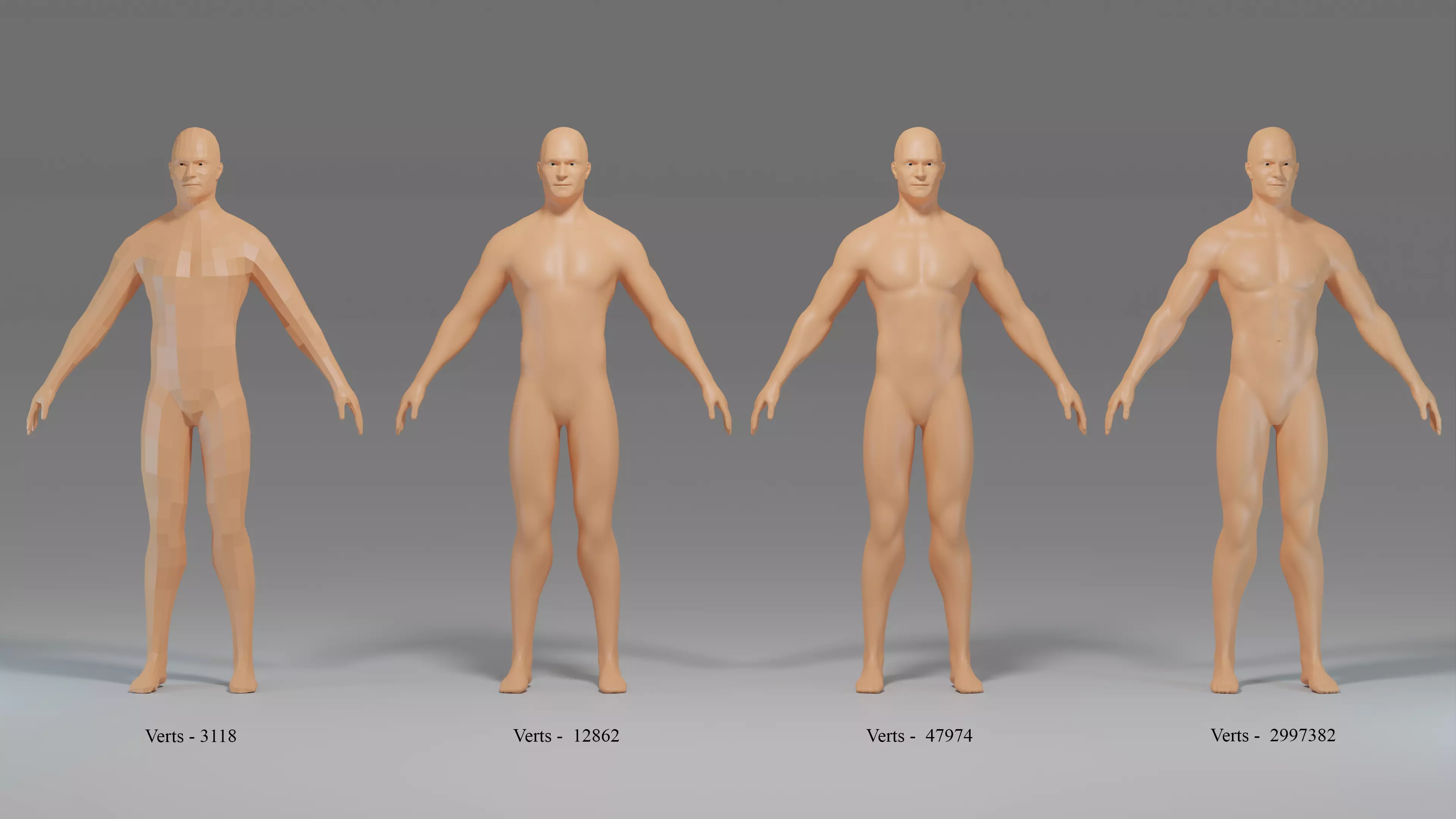 Male Character Base Mesh Collection Low-poly 3D model_0