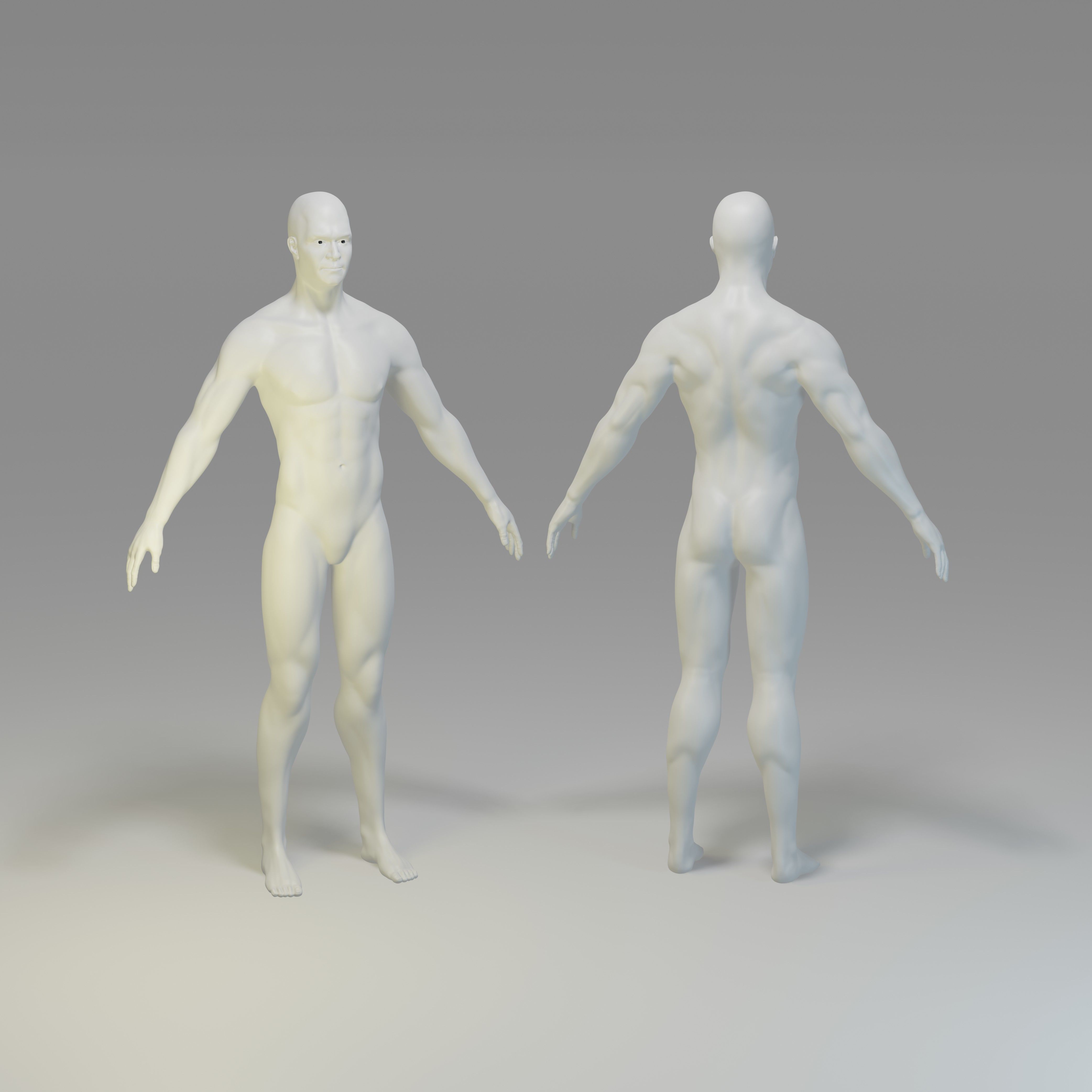 Male Character Base Mesh Collection Low-poly 3D model_9