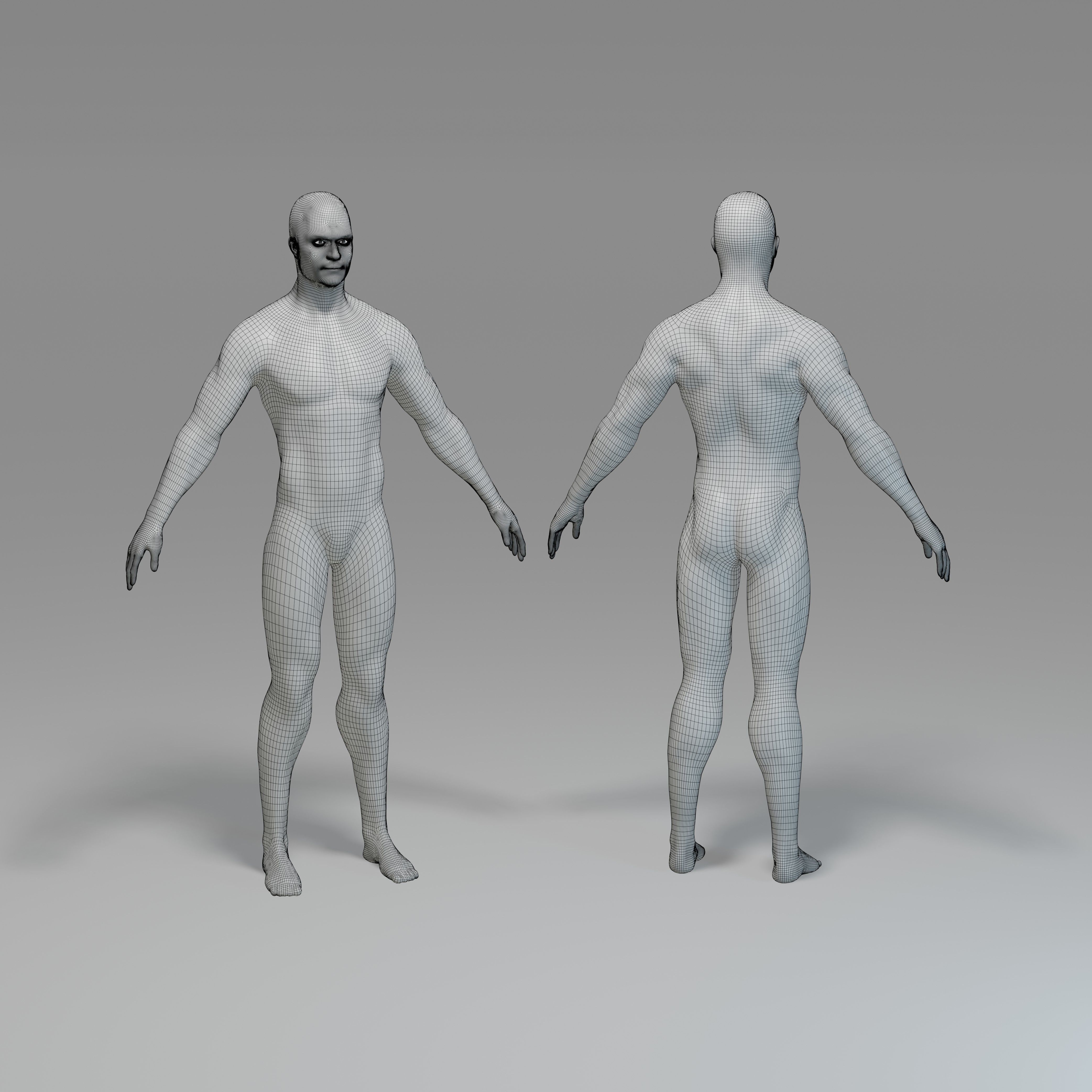 Male Character Base Mesh Collection Low-poly 3D model_23