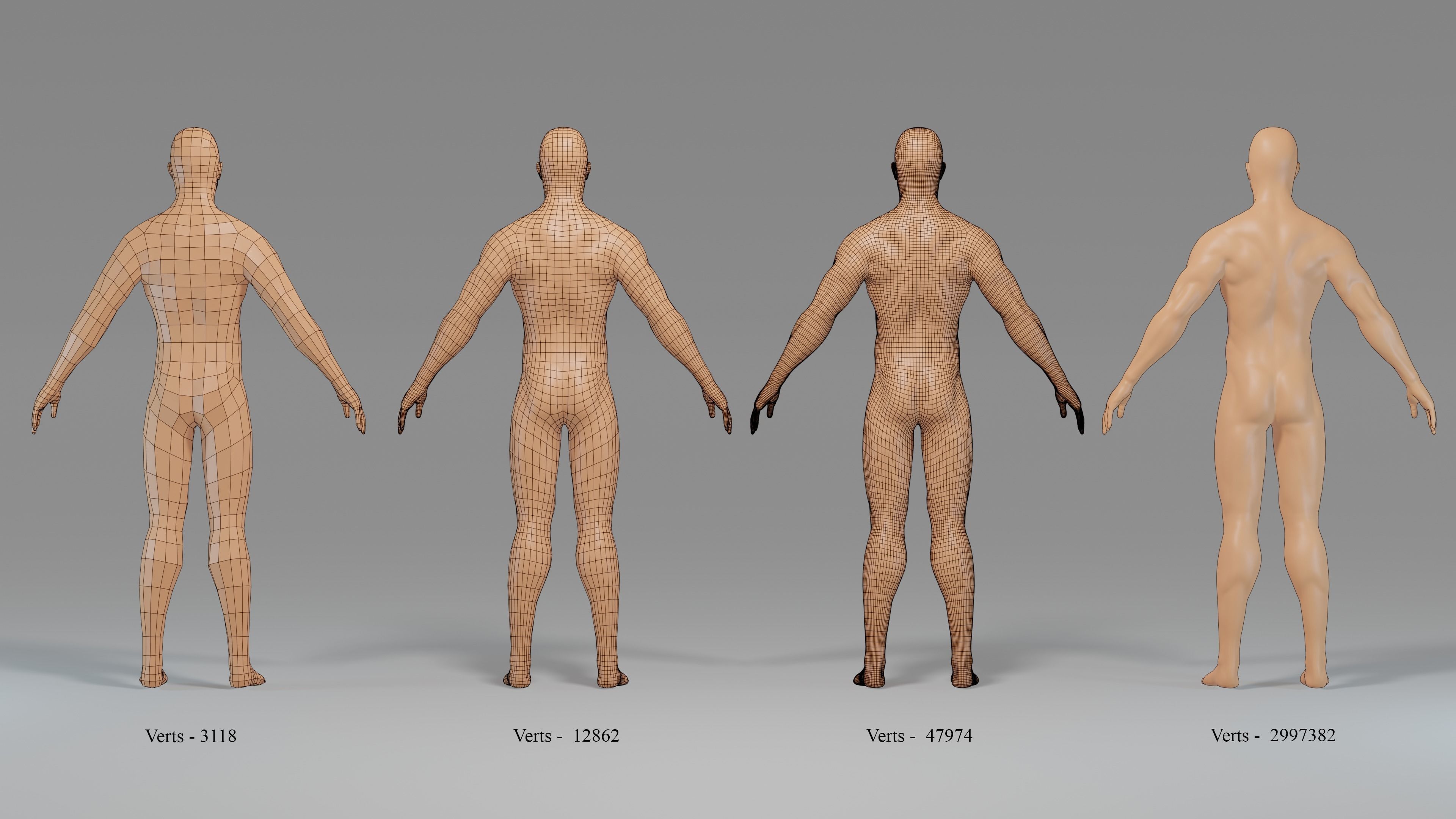 Male Character Base Mesh Collection Low-poly 3D model_3