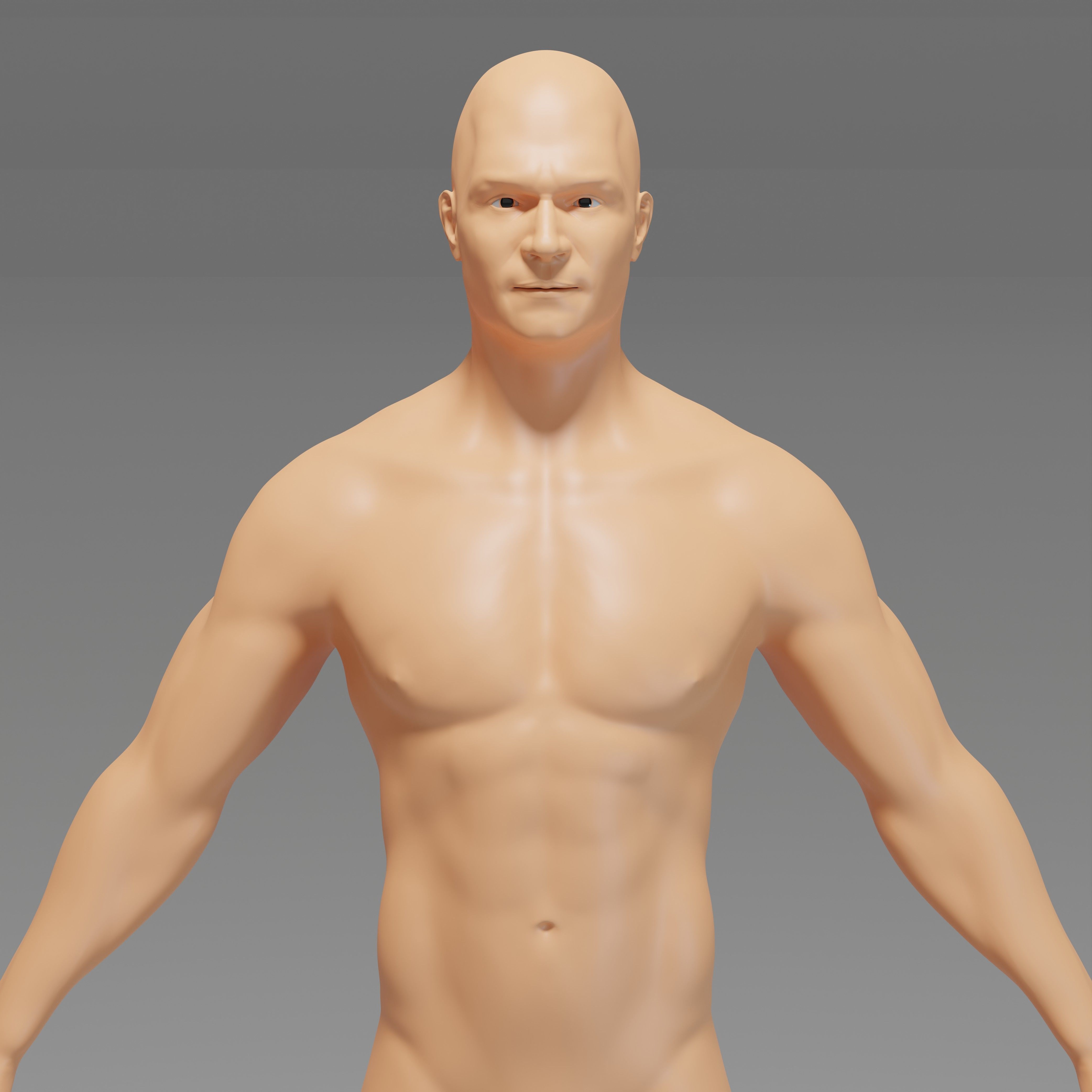 Male Character Base Mesh Collection Low-poly 3D model_2