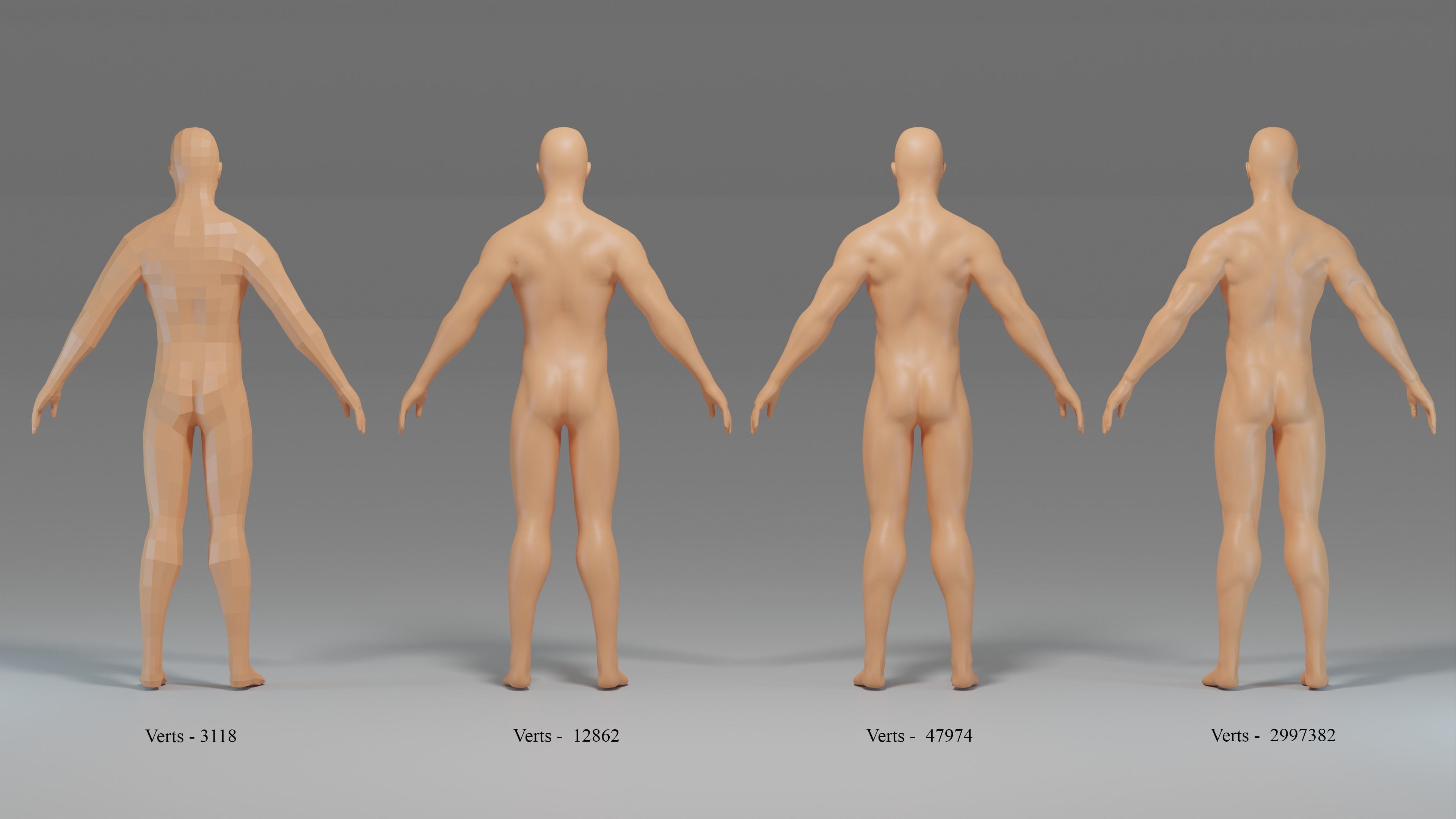 Male Character Base Mesh Collection Low-poly 3D model_4