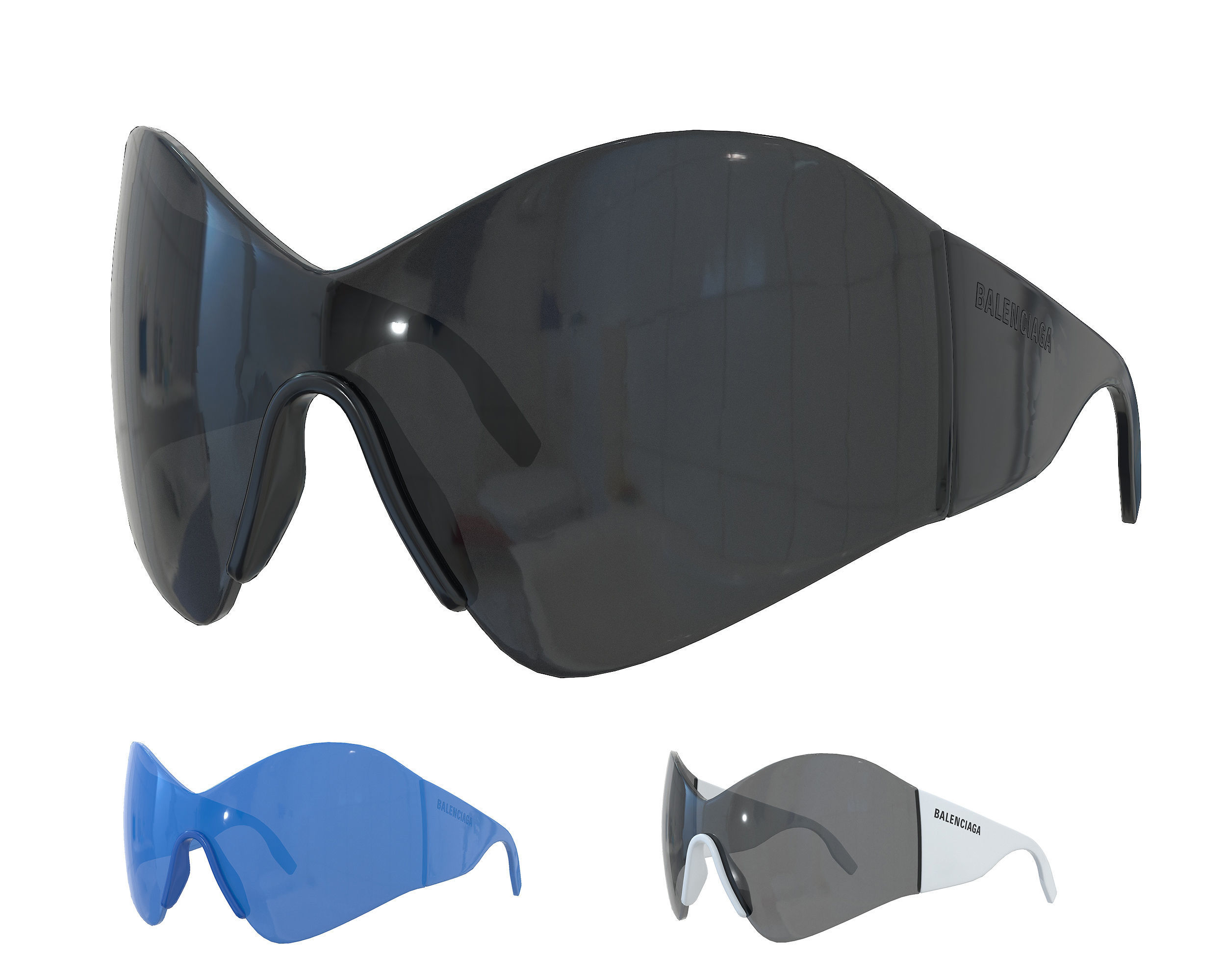 Balenciaga Mask Butterfly Sunglasses Low-poly 3D model_0