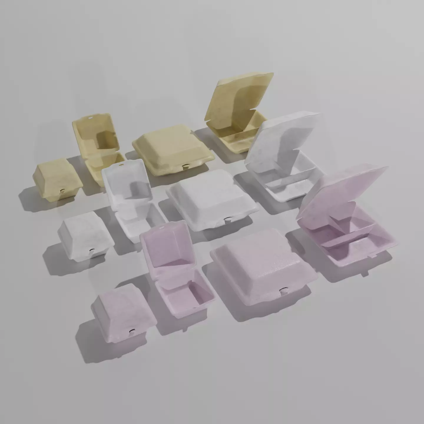 Styrofoam Containers Pack 3D model_0