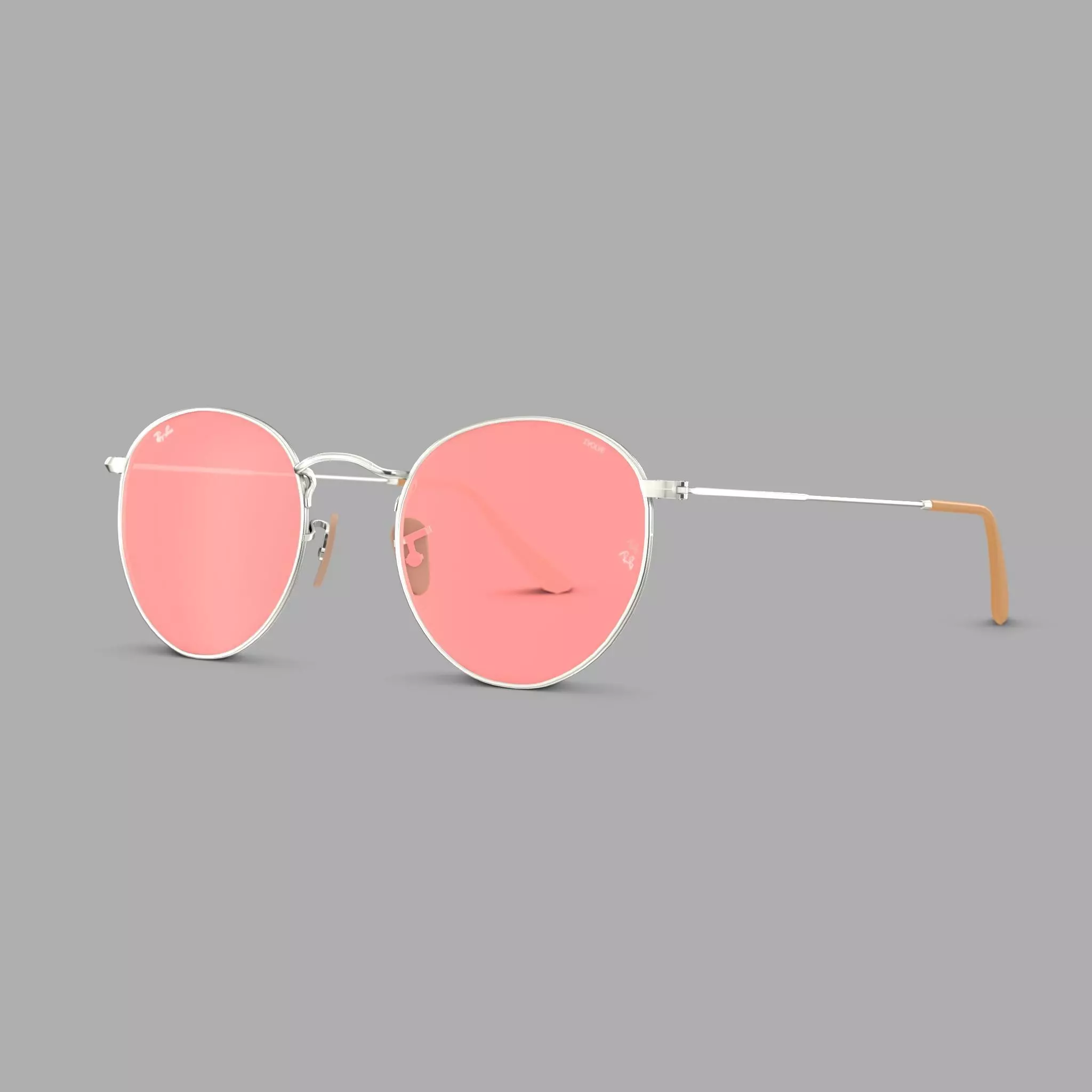 Ray-Ban Round metal - RB3447 9065V7 Sunglasses Low-poly 3D model_0