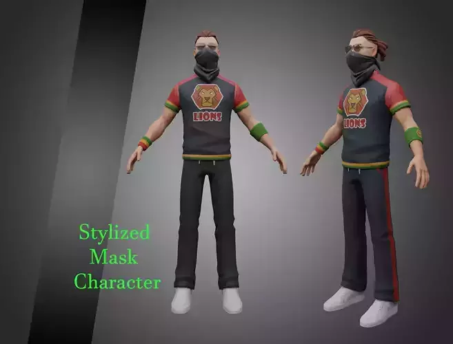 stylized mask character Low-poly 3D model