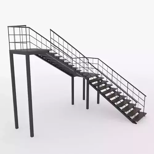 Metal L Stair Low-poly 3D model