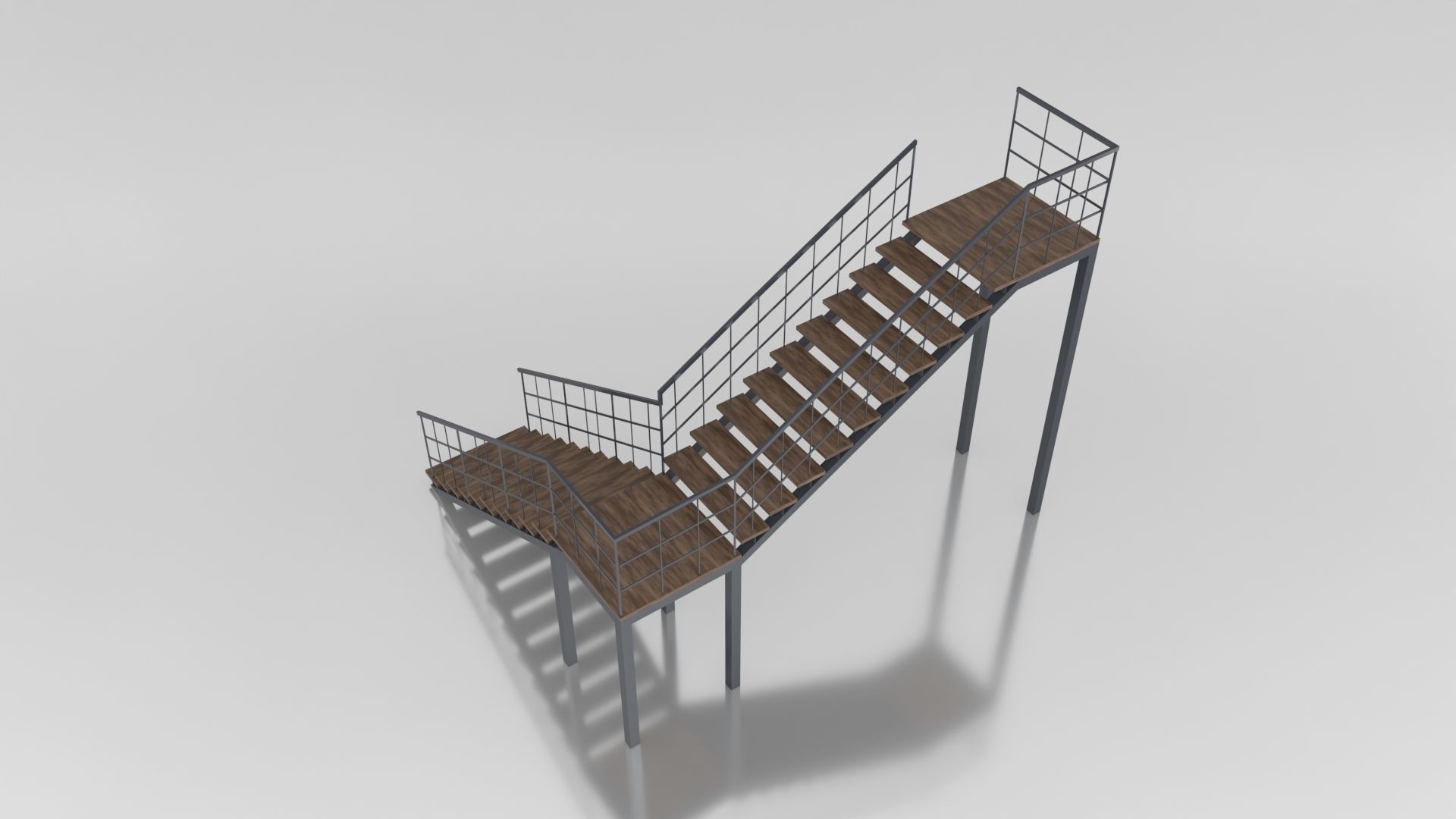 Metal L Stair Low-poly 3D model_4