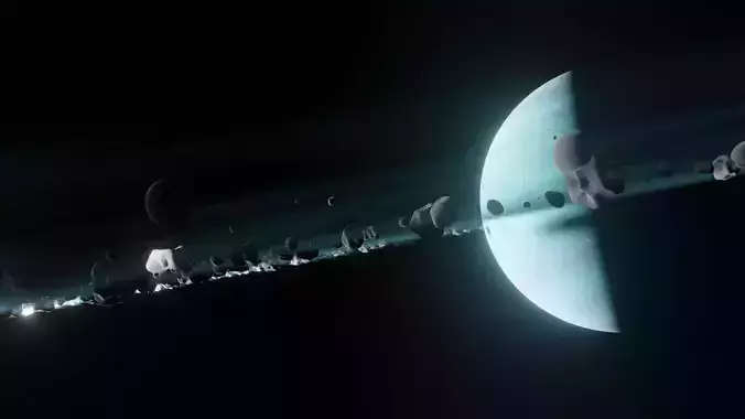 Space Planet With Asteroid