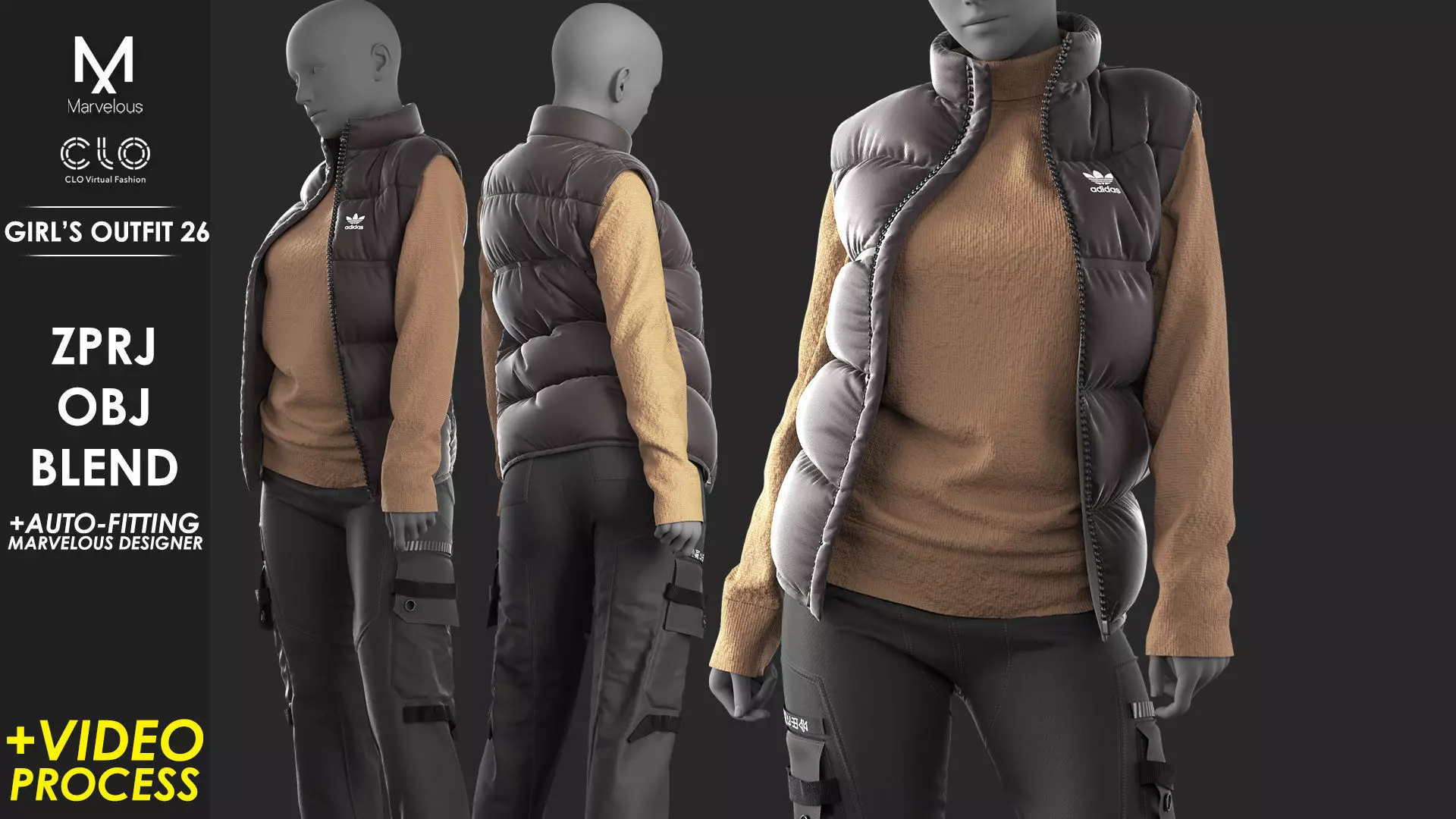 Girls Outfit 26 - Marvelous Designer with Video Process 3D model | CGTrader