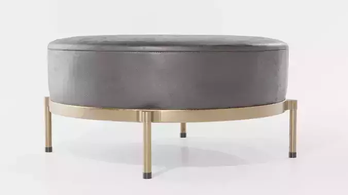 Chair round ottoman - leather Low-poly 3D model