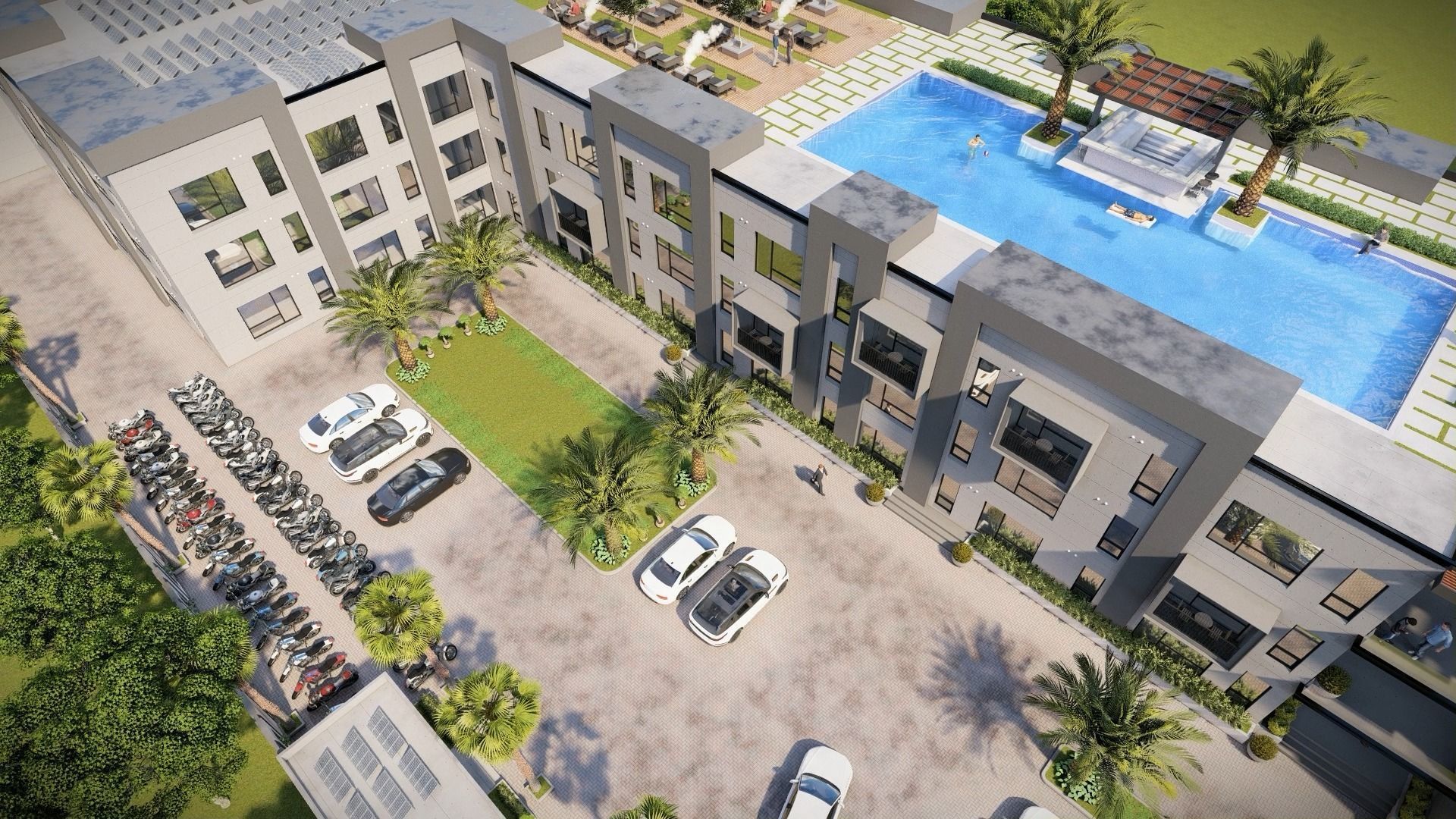 Industrial and commercial building 3d Model with roof garden  3D model_31