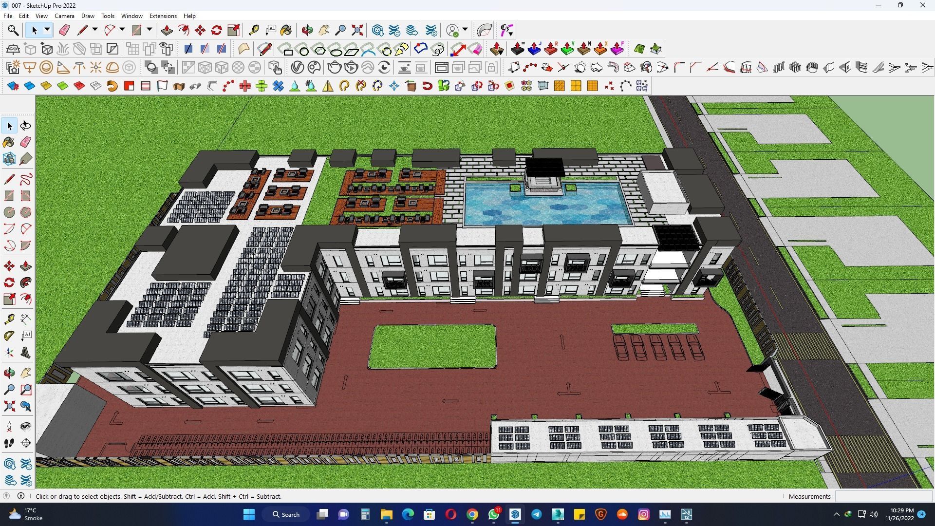 Industrial and commercial building 3d Model with roof garden  3D model_21