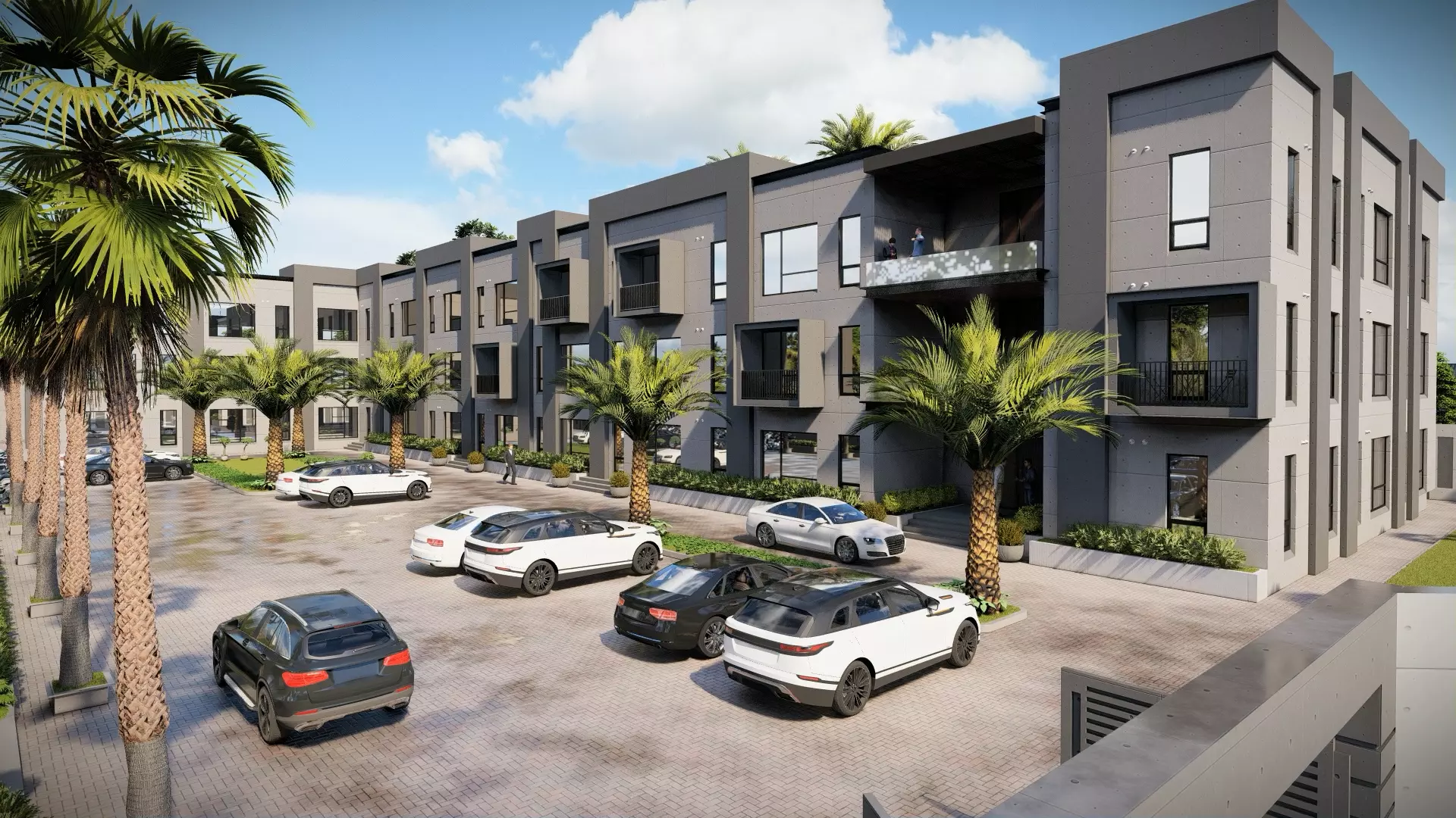 Industrial and commercial building 3d Model with roof garden  3D model_0