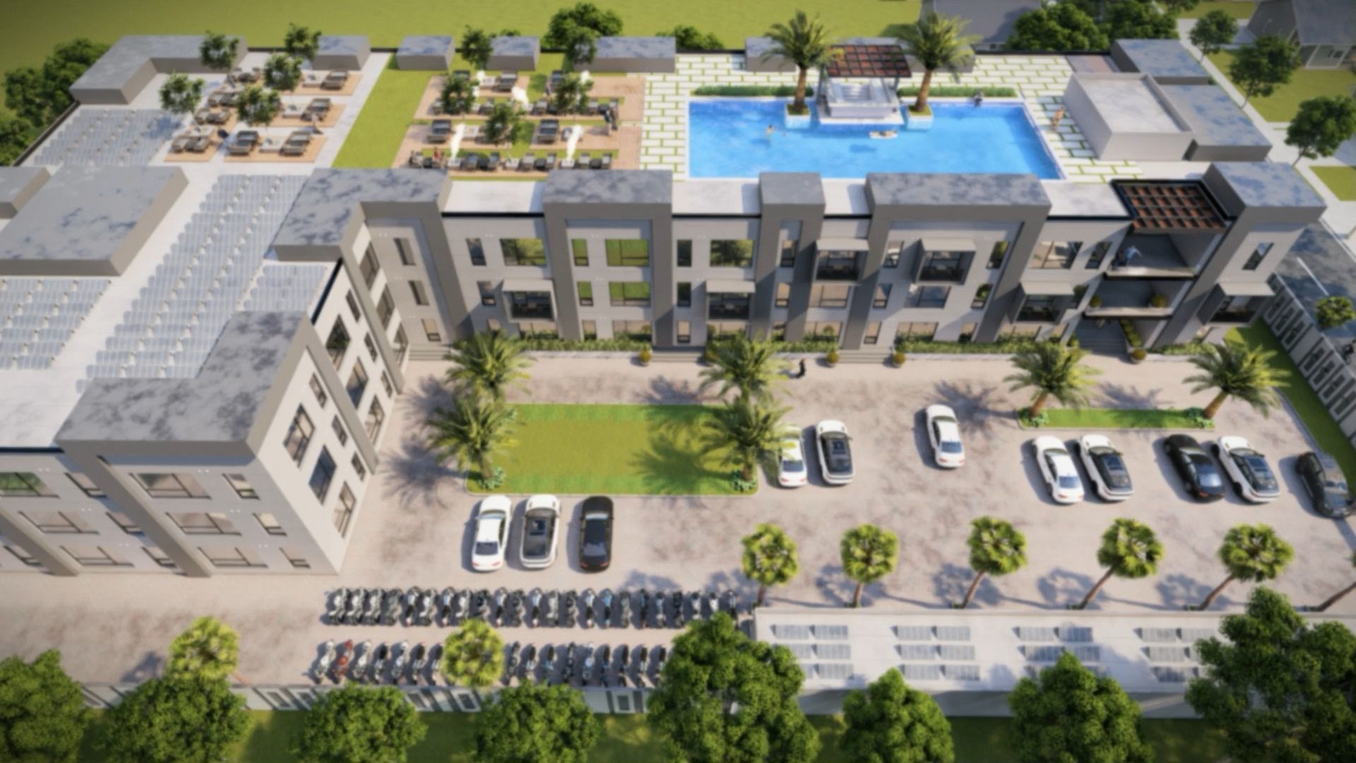 Industrial and commercial building 3d Model with roof garden  3D model_33