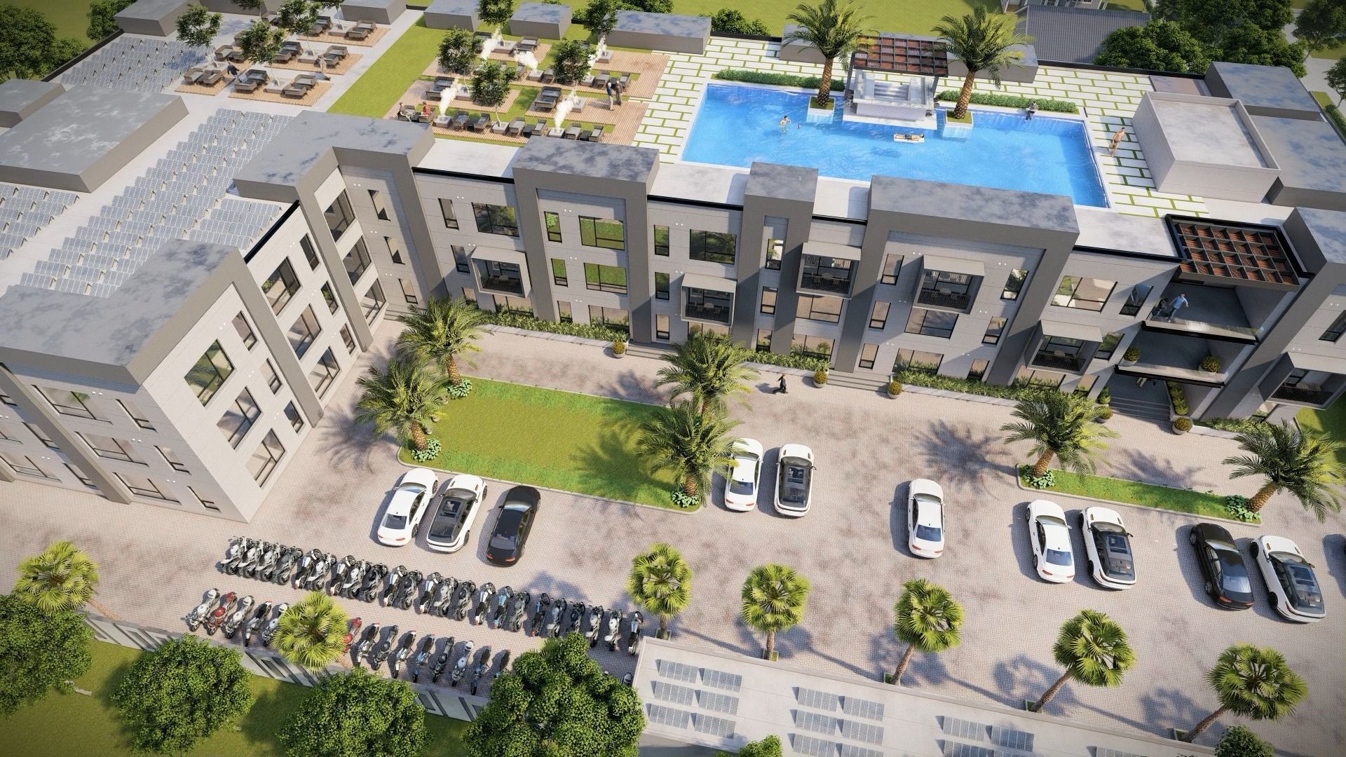 Industrial and commercial building 3d Model with roof garden  3D model_32