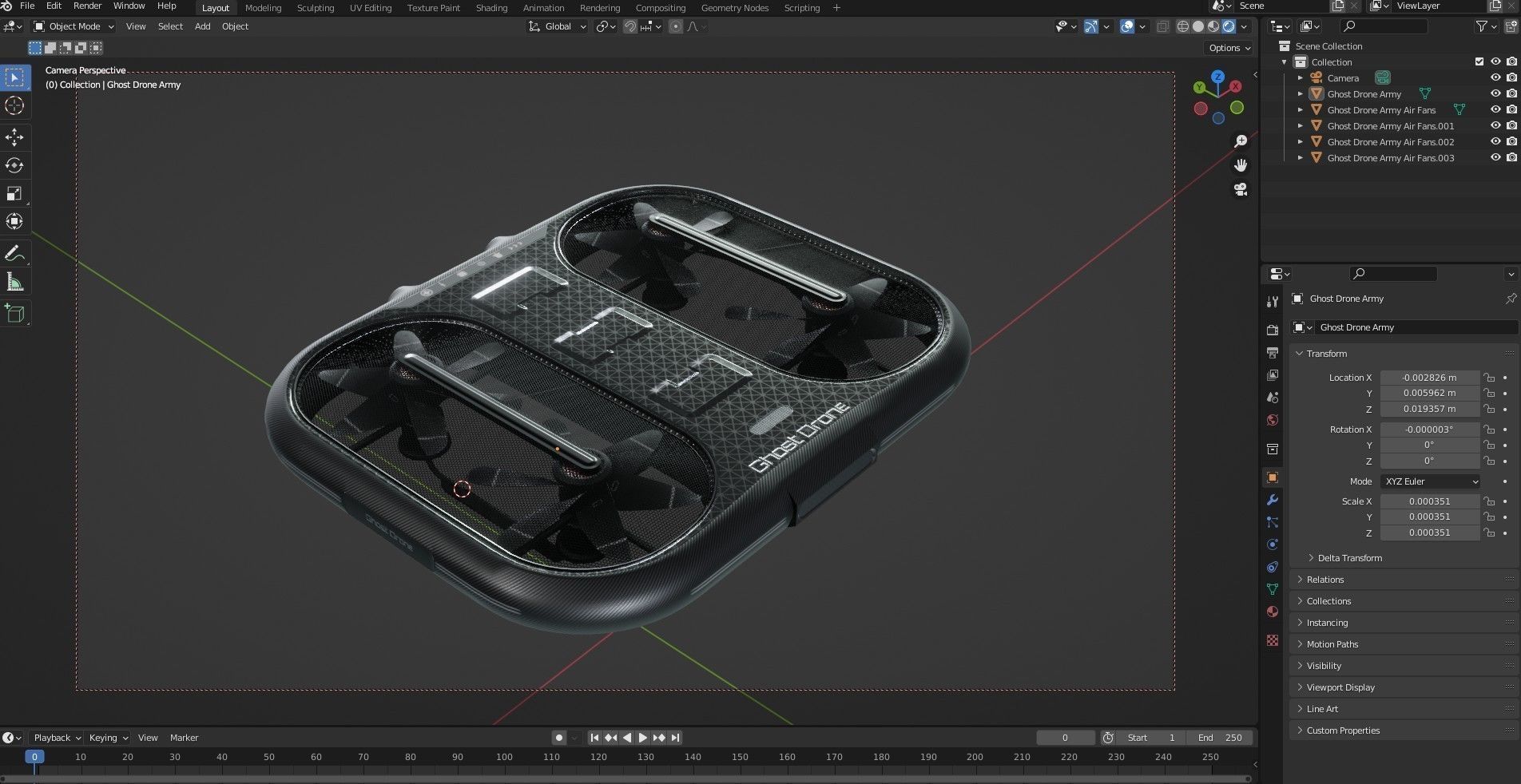 Small Military Drone Low-poly 3D model_9