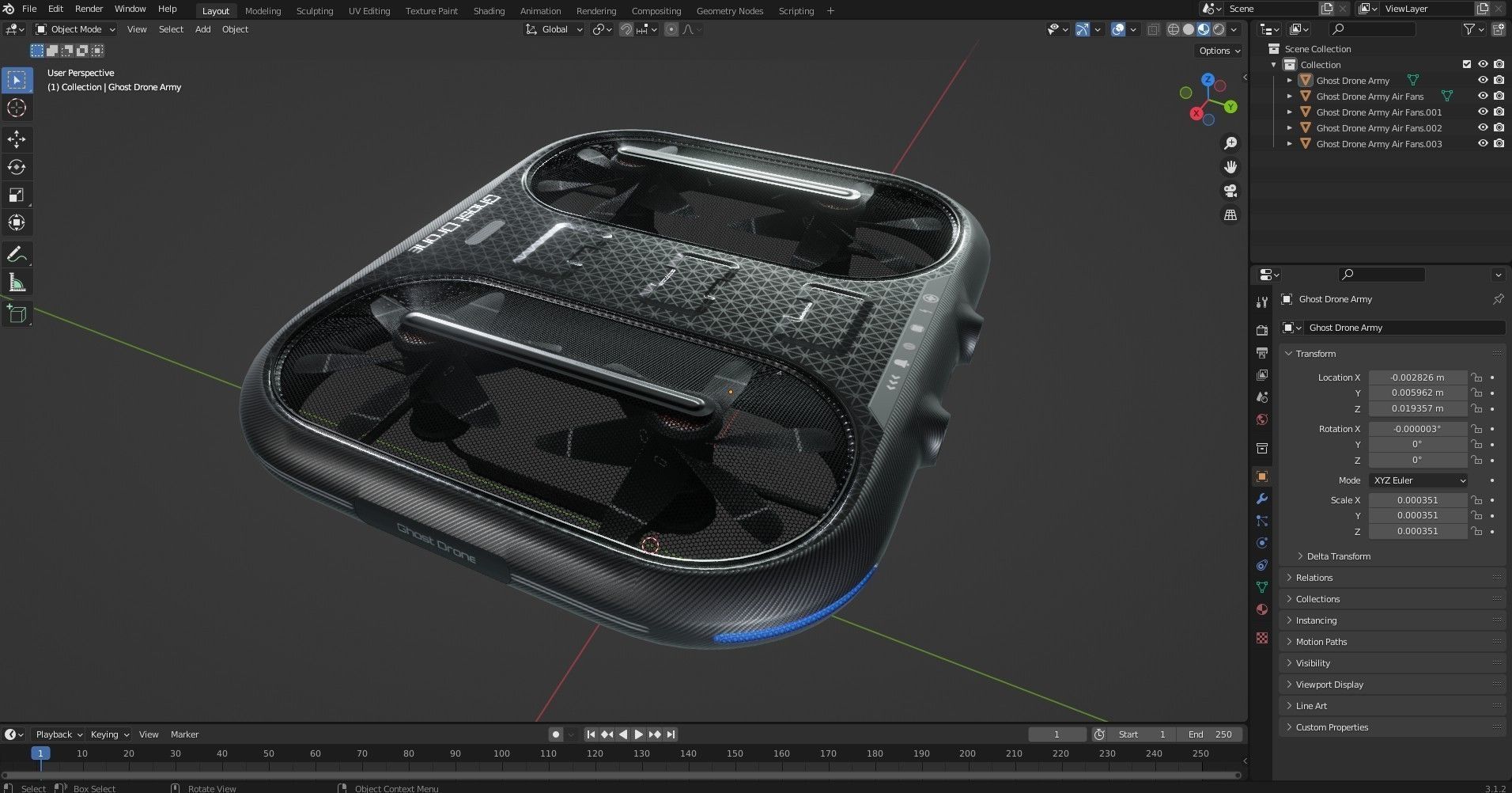 Small Military Drone Low-poly 3D model_14