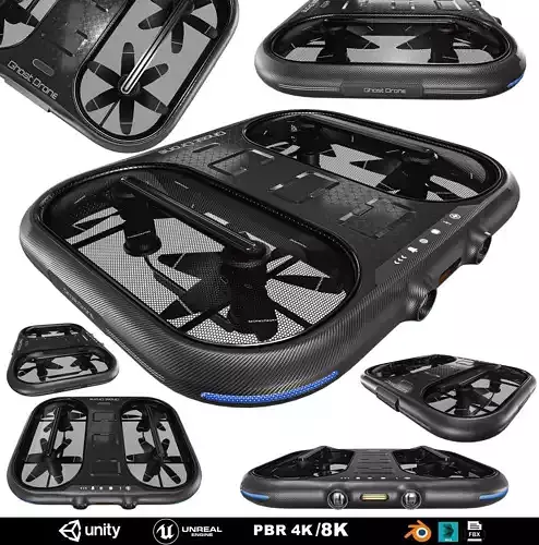 Small Military Drone Low-poly 3D model