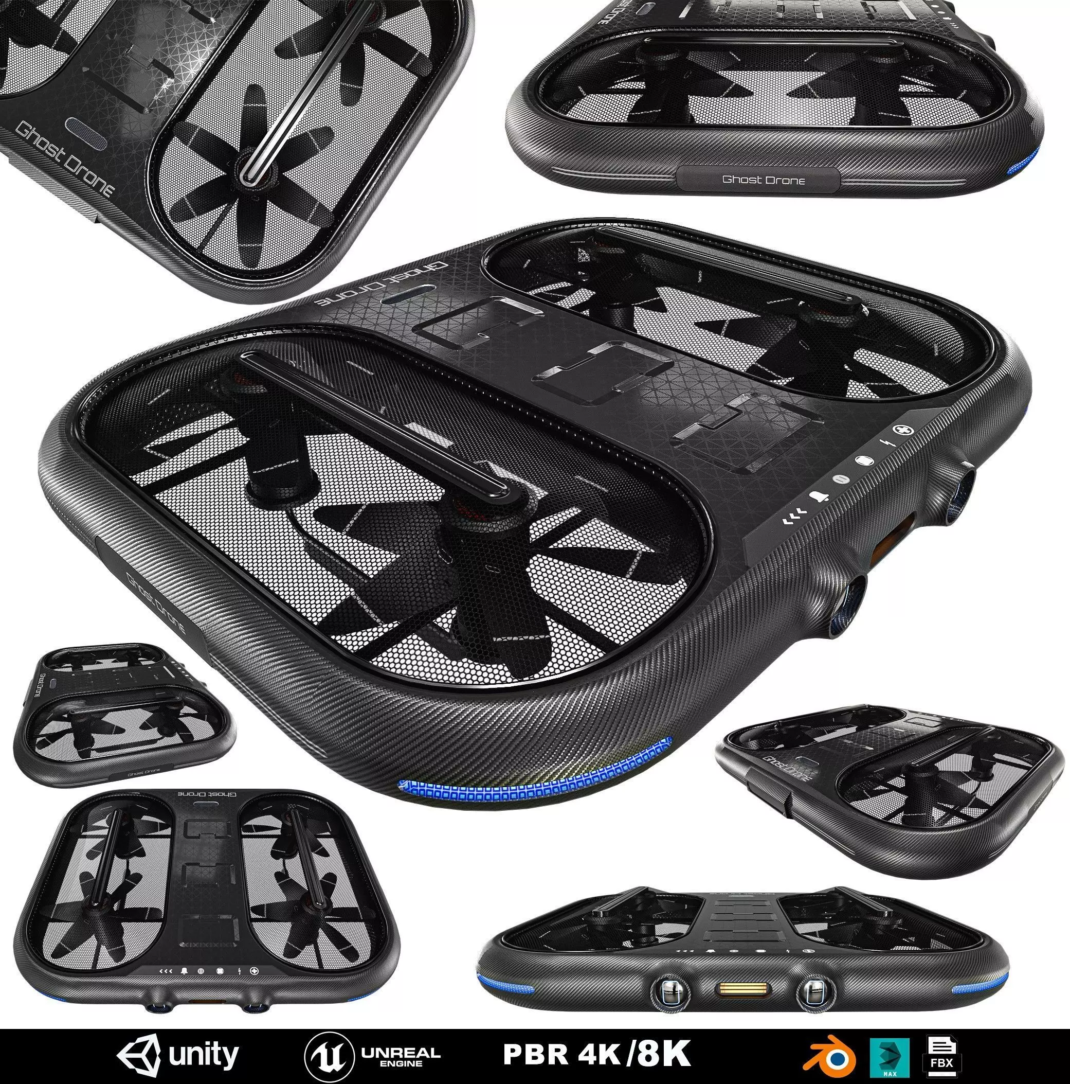 Small Military Drone Low-poly 3D model_0