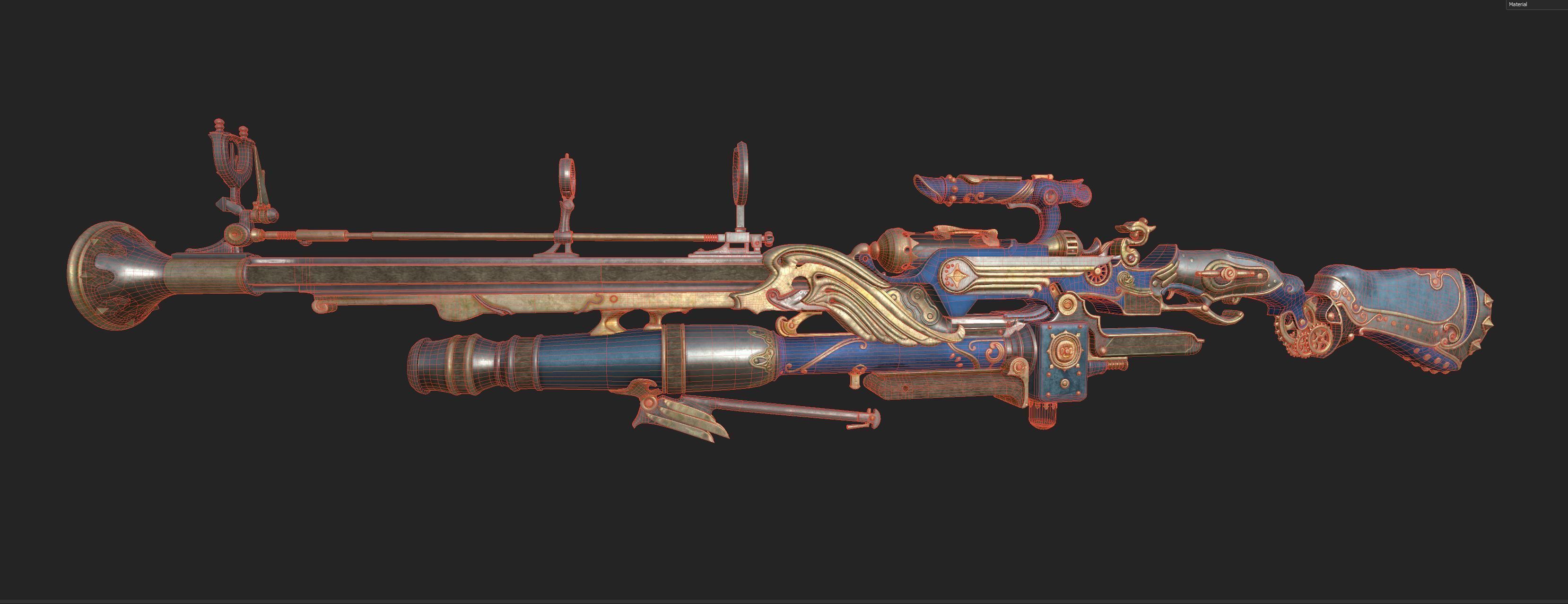 Steampunk Gun Low-poly 3D model_8