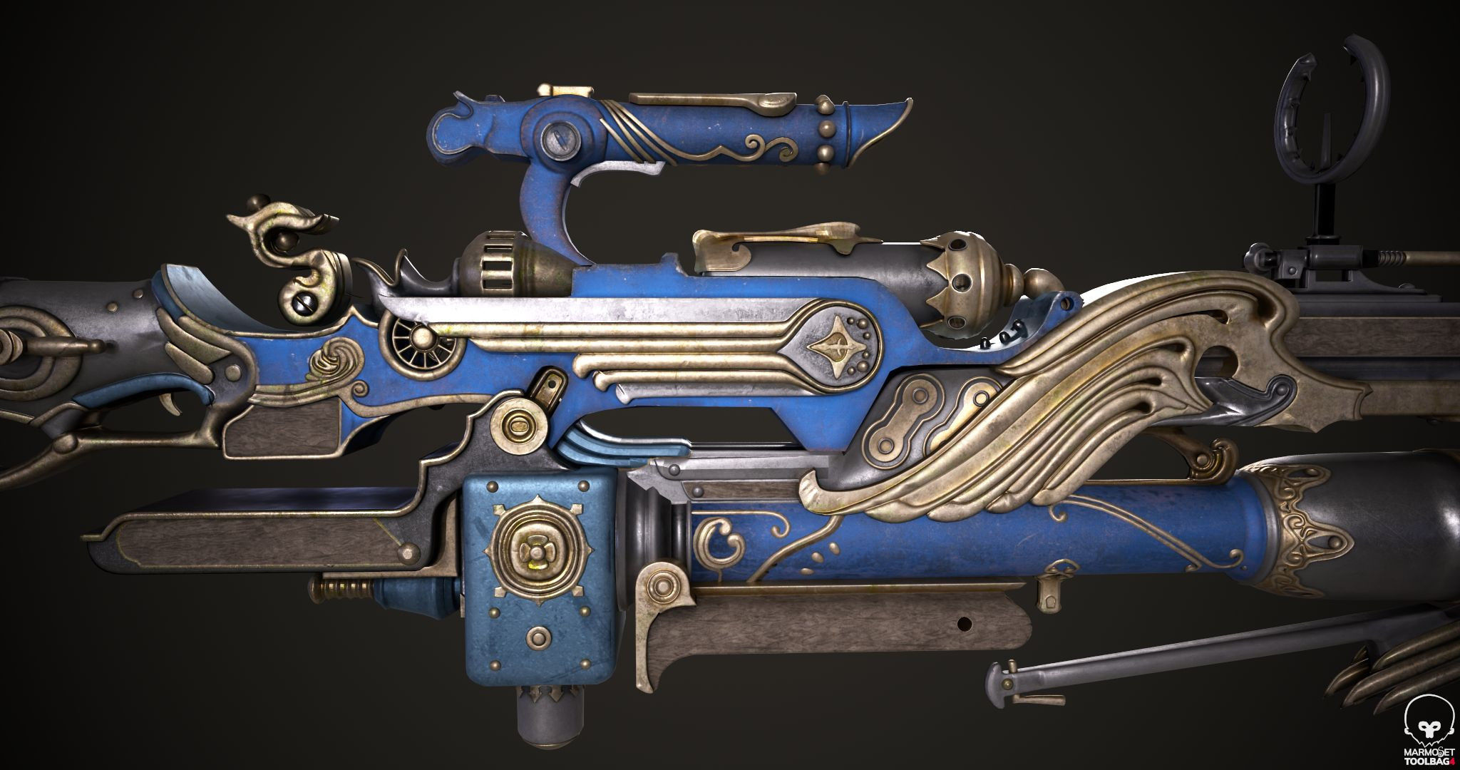 Steampunk Gun Low-poly 3D model_1