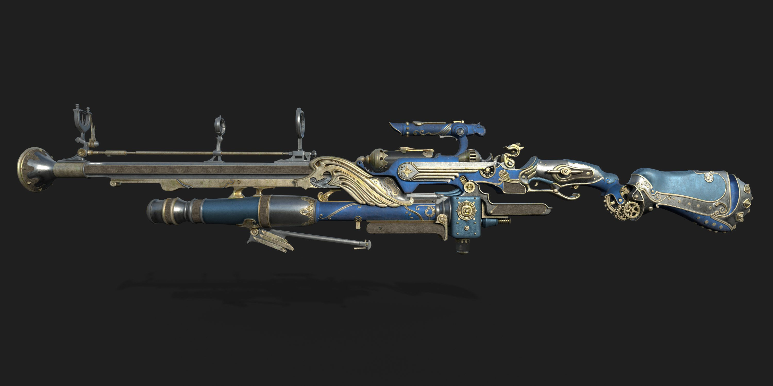 Steampunk Gun Low-poly 3D model_7