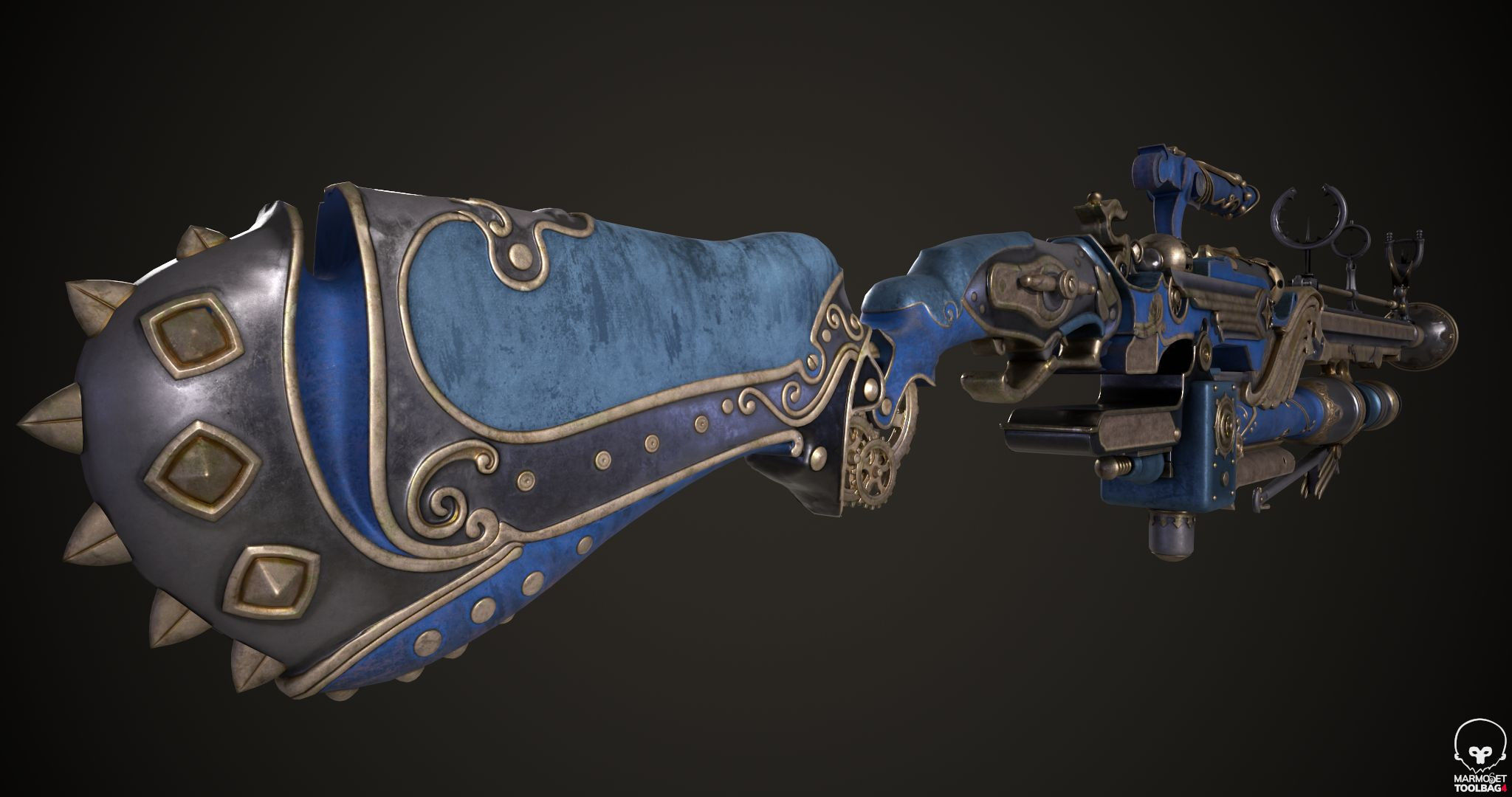 Steampunk Gun Low-poly 3D model_2