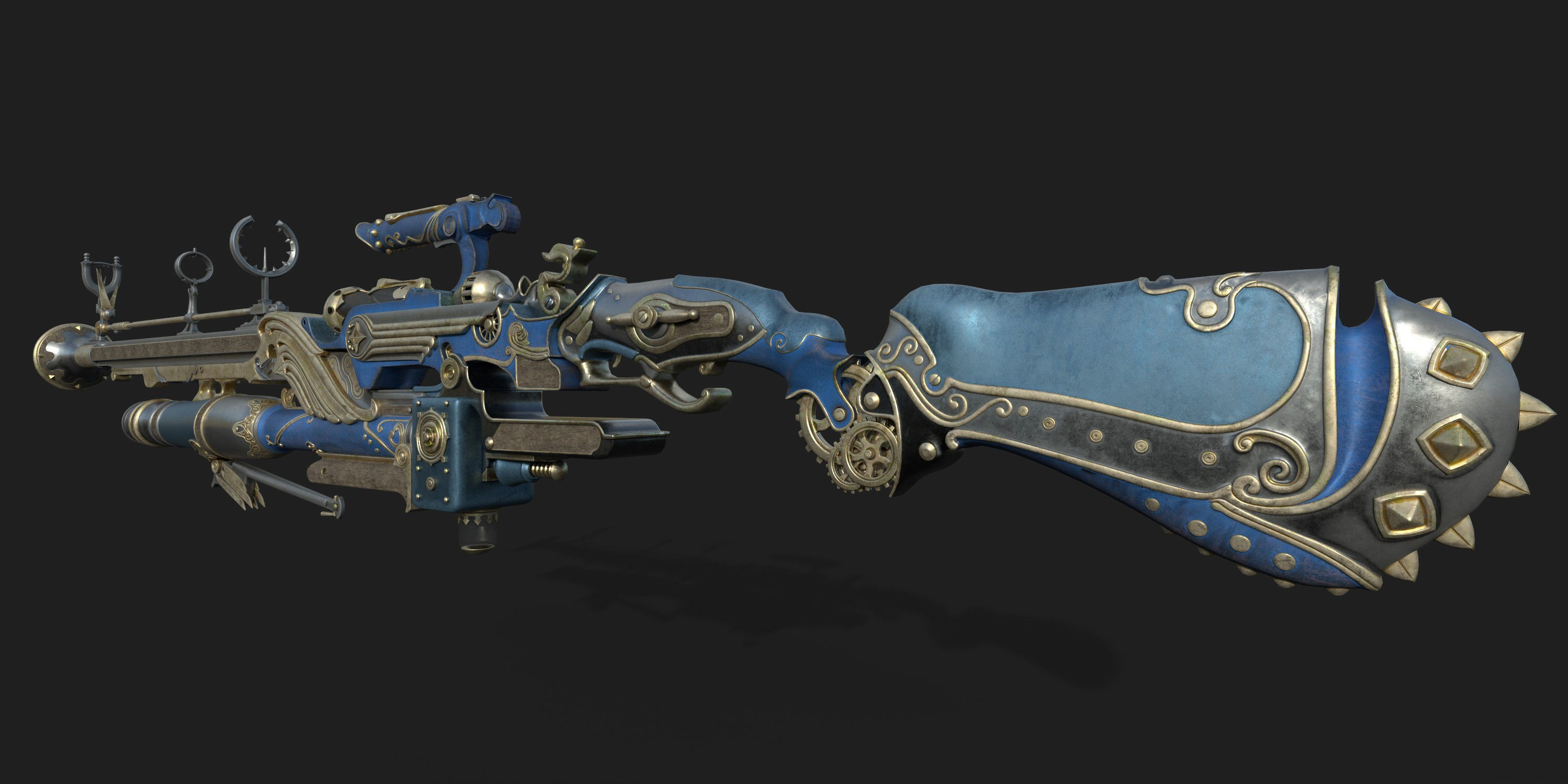Steampunk Gun Low-poly 3D model_6