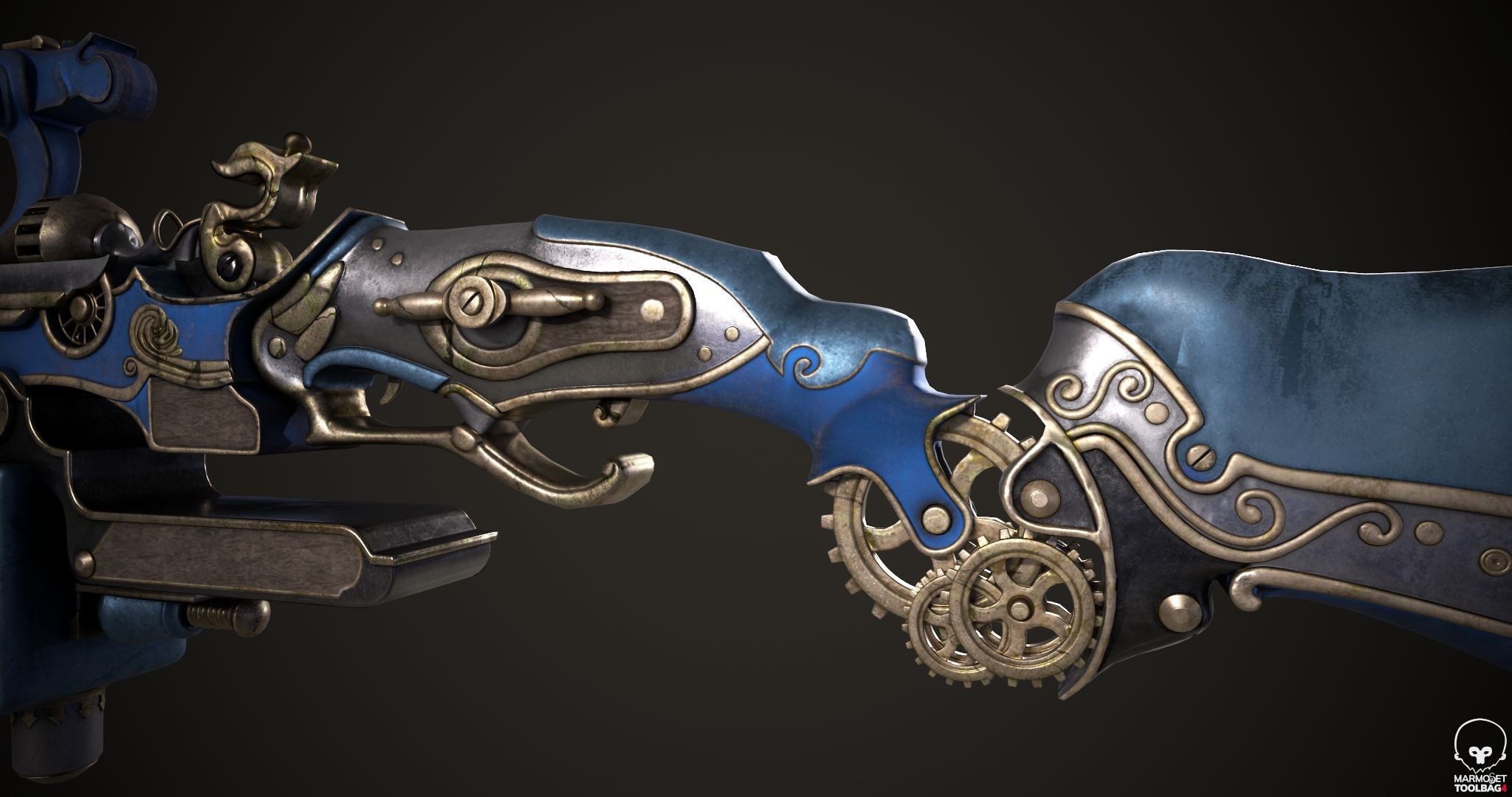 Steampunk Gun Low-poly 3D model_3