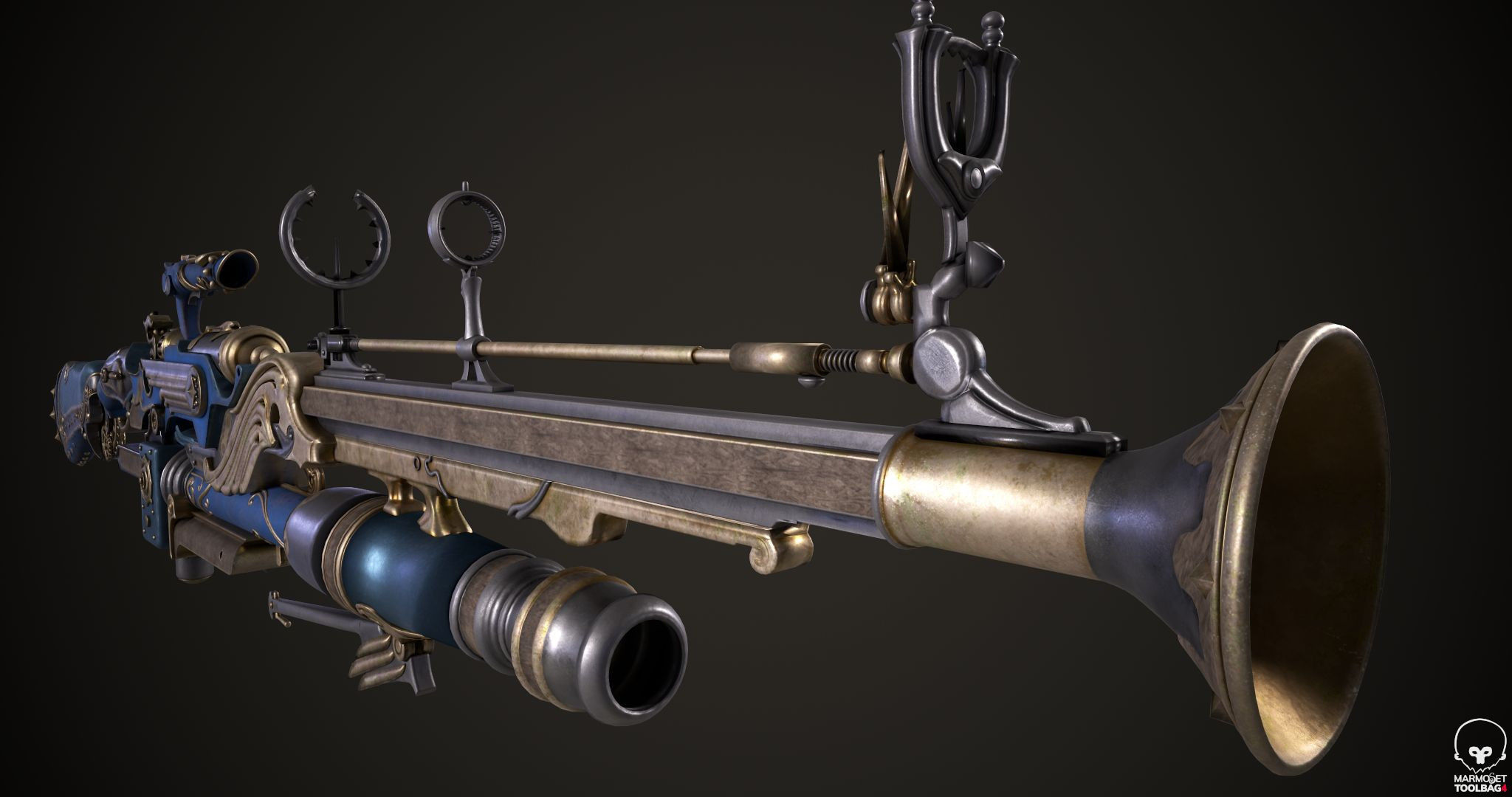 Steampunk Gun Low-poly 3D model_4